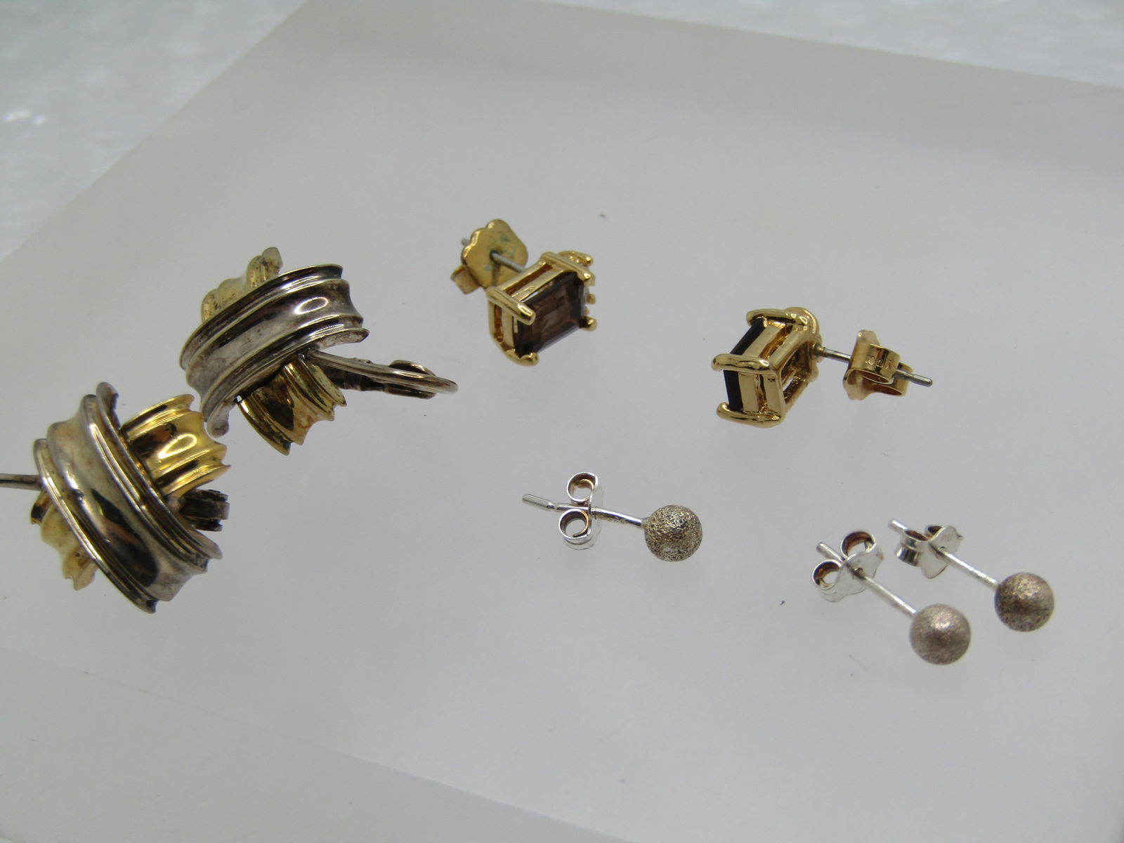 Vintage 3 Pr. Earring Lot, Sterling & Costume, 1970's-1980's - 6