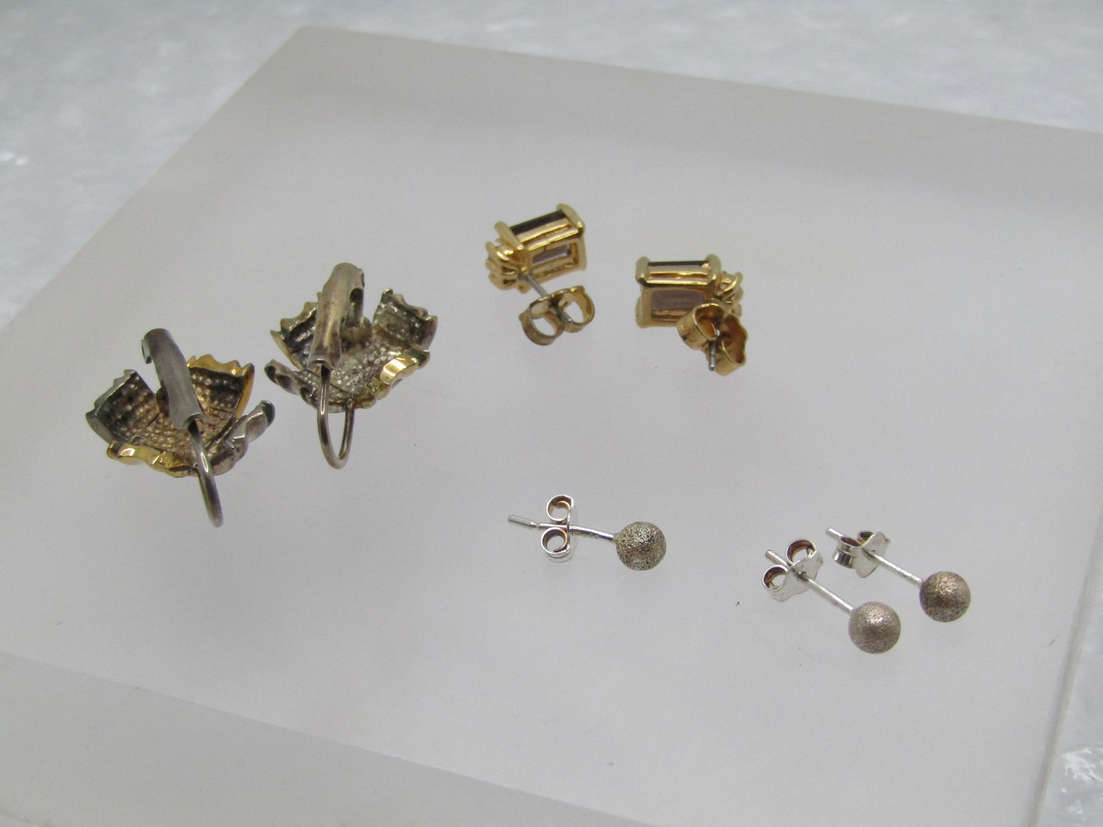 Vintage 3 Pr. Earring Lot, Sterling & Costume, 1970's-1980's - 7