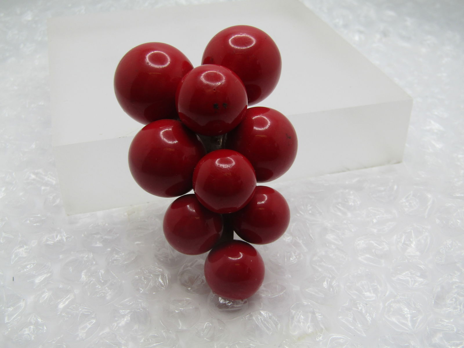 Vintage Red Cluster Beaded Dress Clip, 1930's-1940's - 2