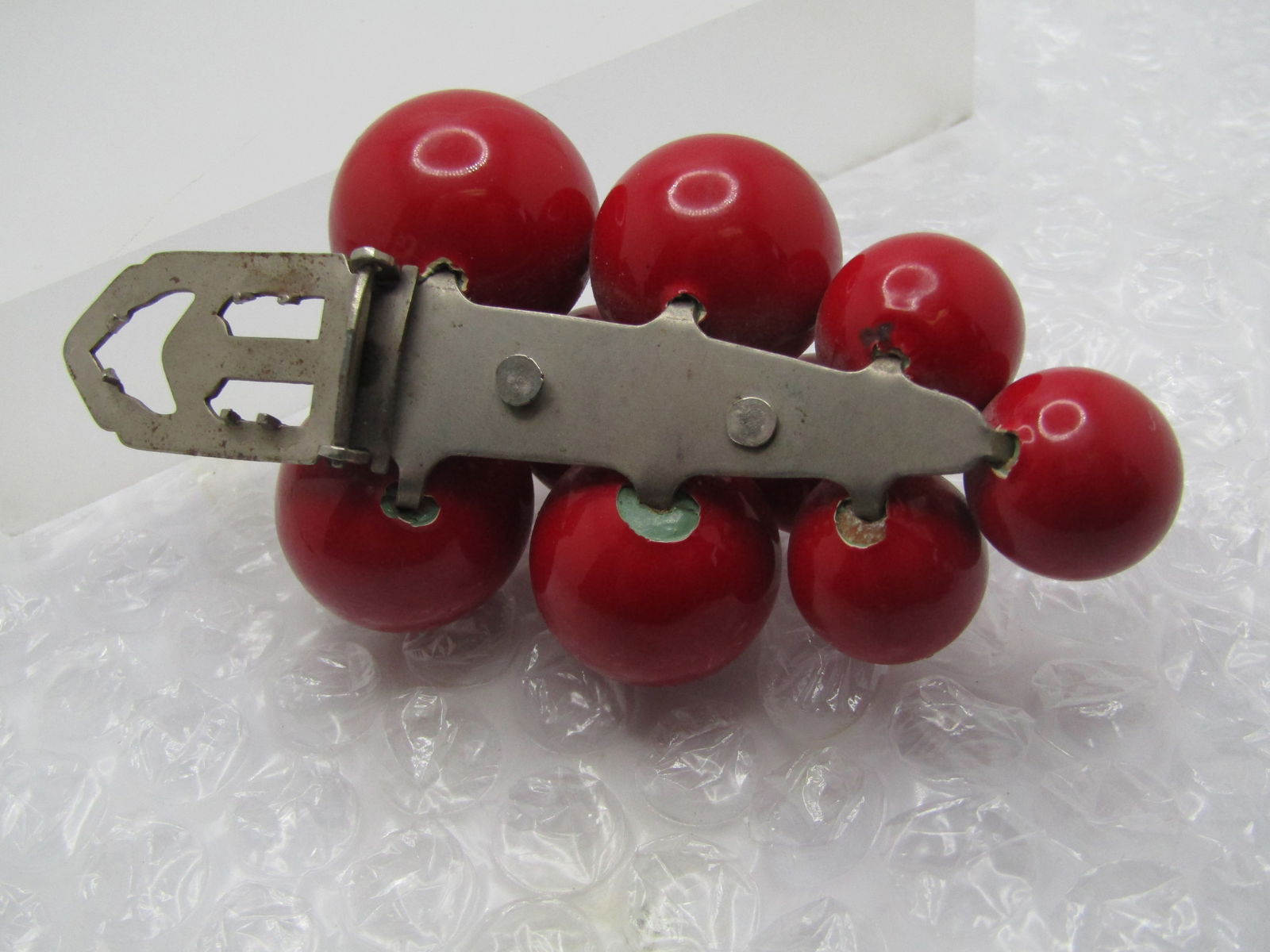 Vintage Red Cluster Beaded Dress Clip, 1930's-1940's - 5