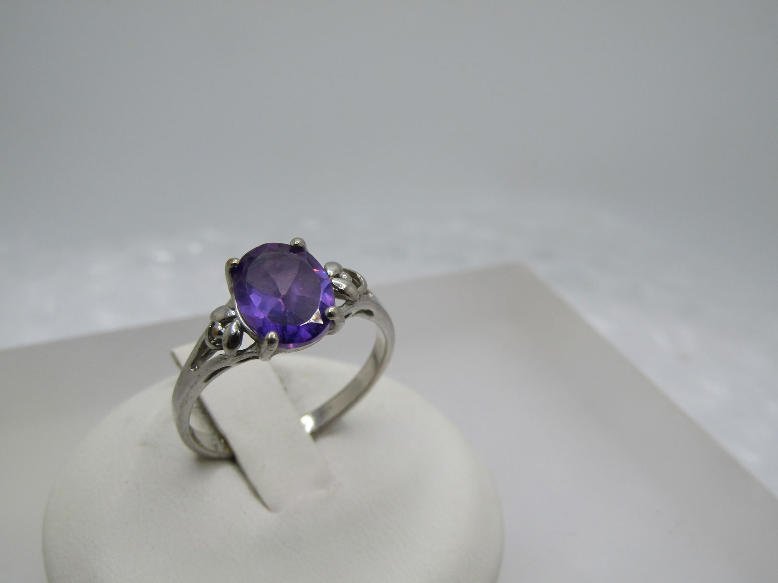Vintage Silver Plated Amethyst Ring, Sz. 8, 1980's-1990's - 2