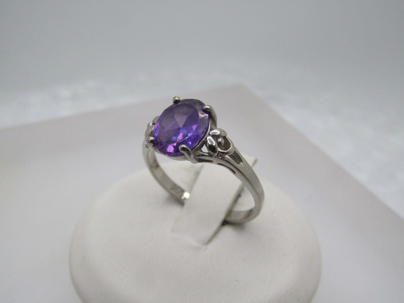 Vintage Silver Plated Amethyst Ring, Sz. 8, 1980's-1990's - 3