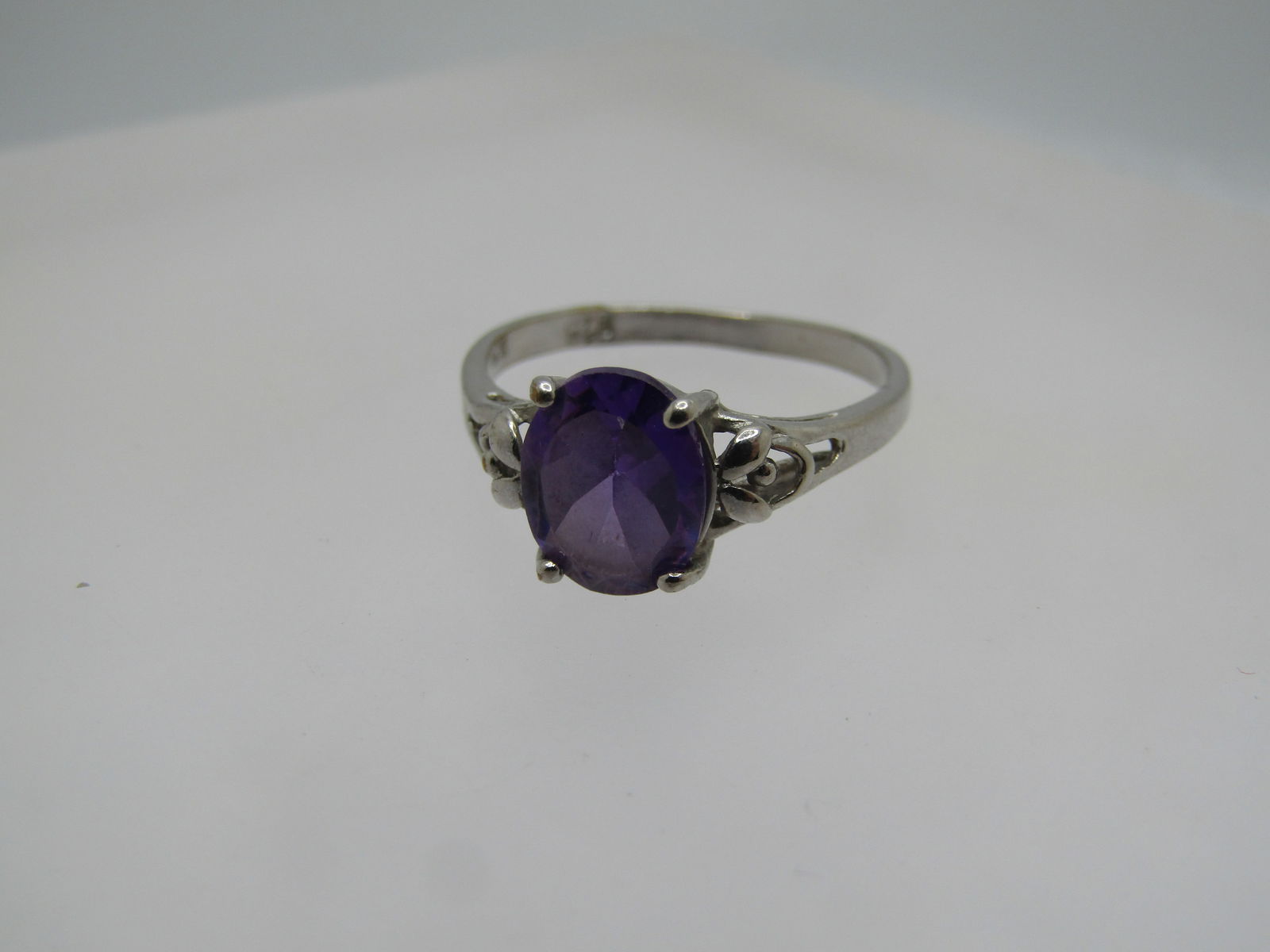 Vintage Silver Plated Amethyst Ring, Sz. 8, 1980's-1990's - 5