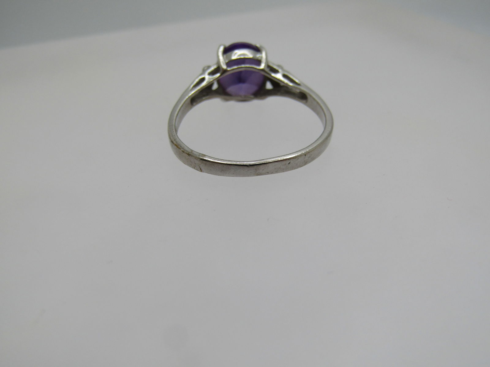 Vintage Silver Plated Amethyst Ring, Sz. 8, 1980's-1990's - 7