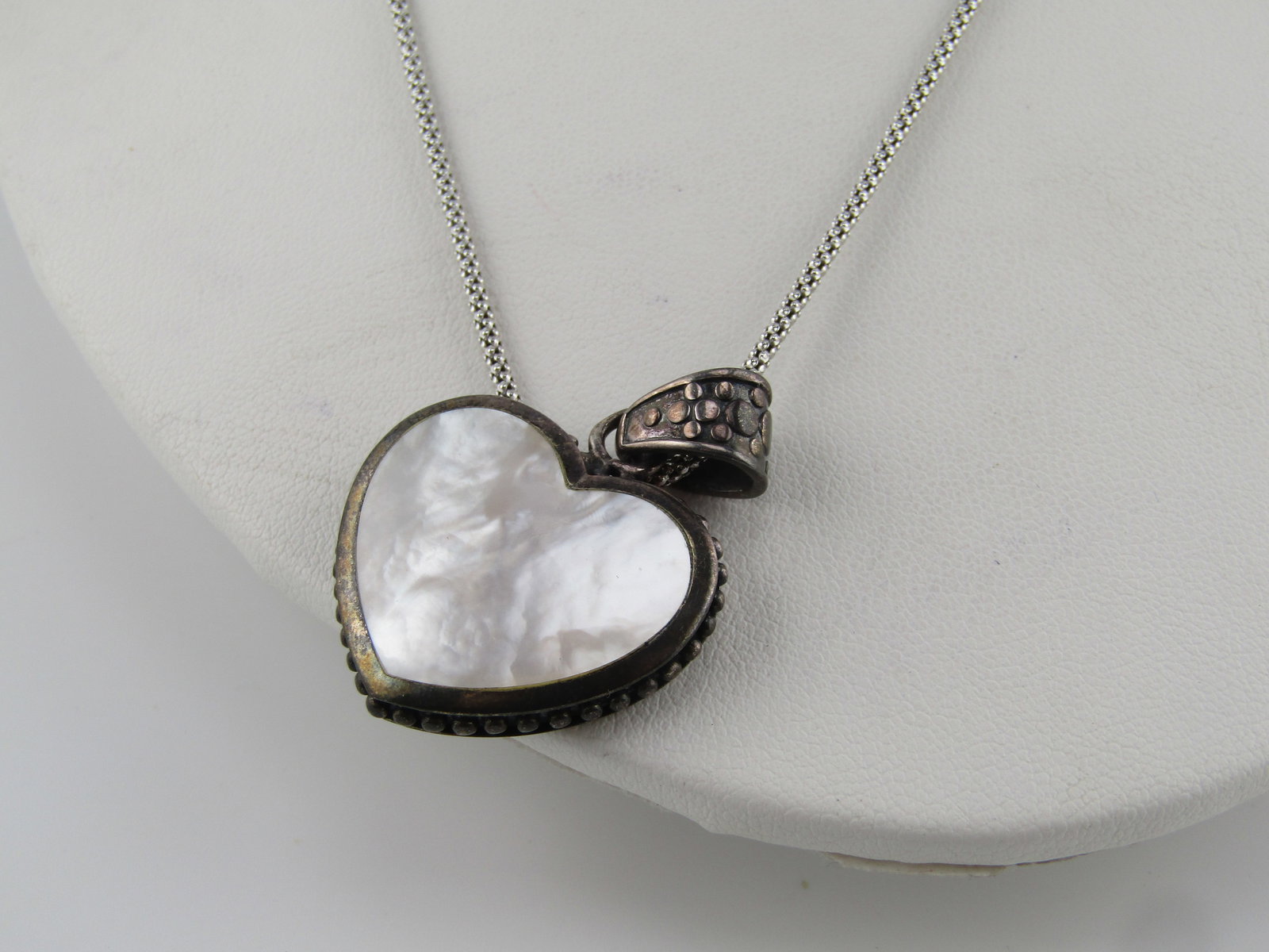 Vintage Sterling Two-Sided Heart Necklace, 18" , 1980's - 4