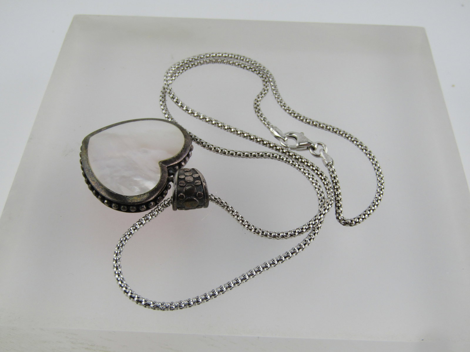 Vintage Sterling Two-Sided Heart Necklace, 18" , 1980's - 6