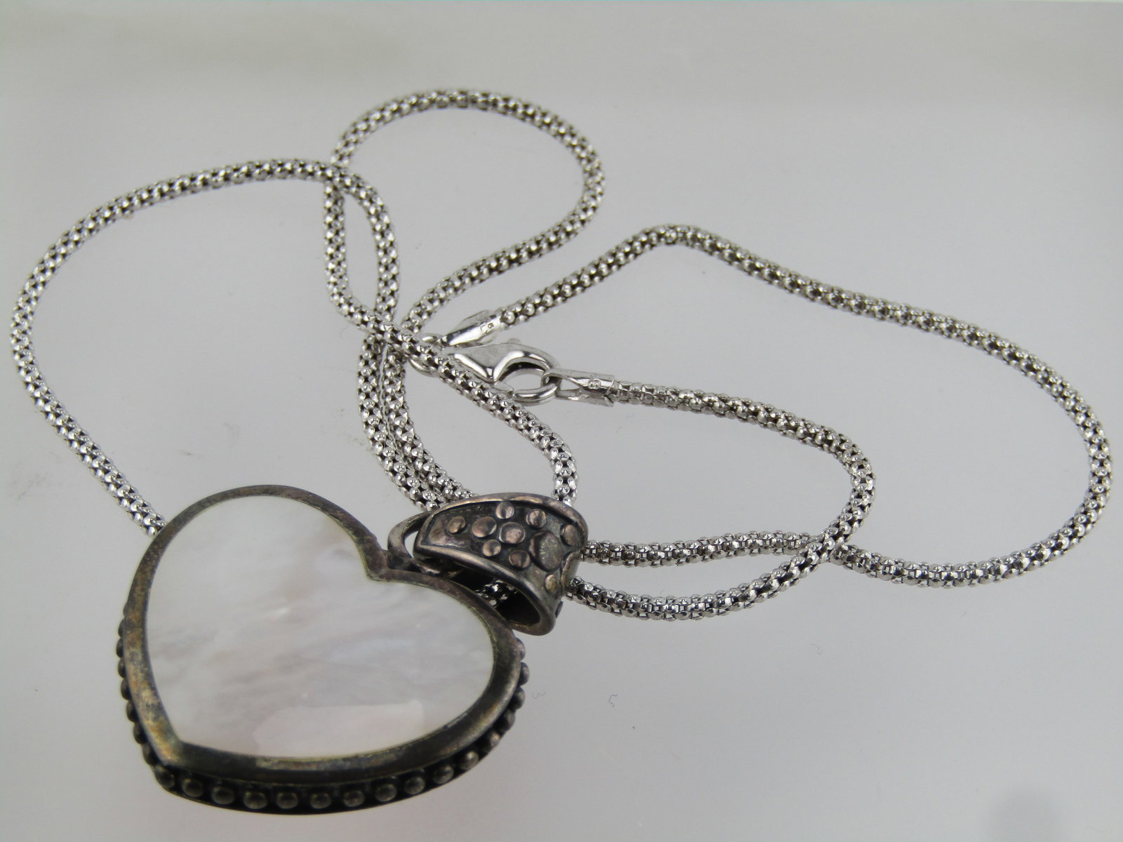 Vintage Sterling Two-Sided Heart Necklace, 18" , 1980's - 8
