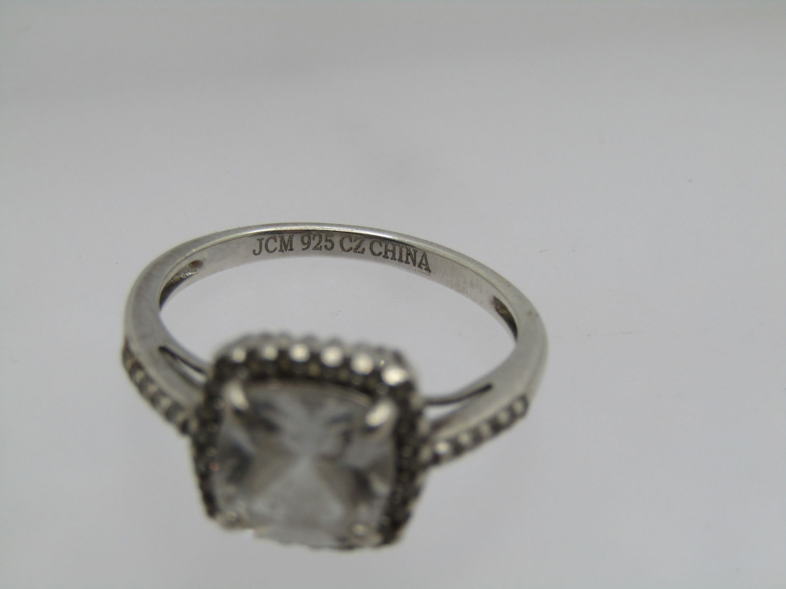 Vintage Sterling CZ Halo Engagement ring, Sz. 7, Appx. 1.5 CTW, Signed - 5