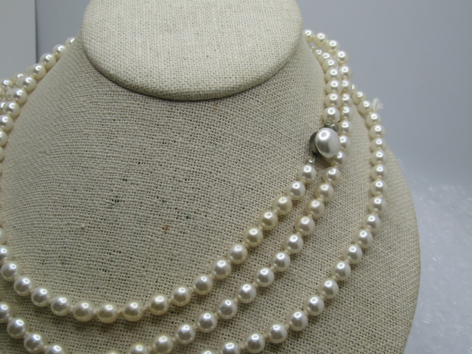 Vintage 54" Faux Pearl Necklace, 5.5mm, 1950's-1960's - 2
