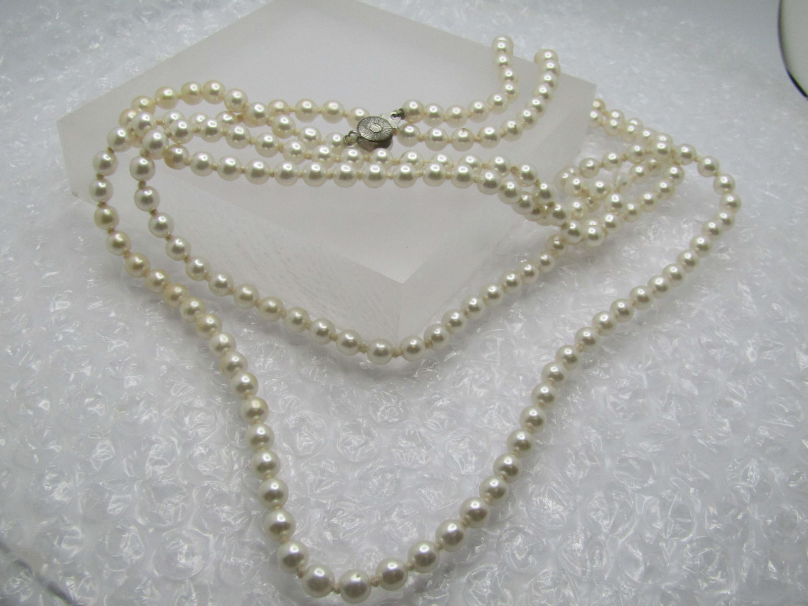 Vintage 54" Faux Pearl Necklace, 5.5mm, 1950's-1960's - 4