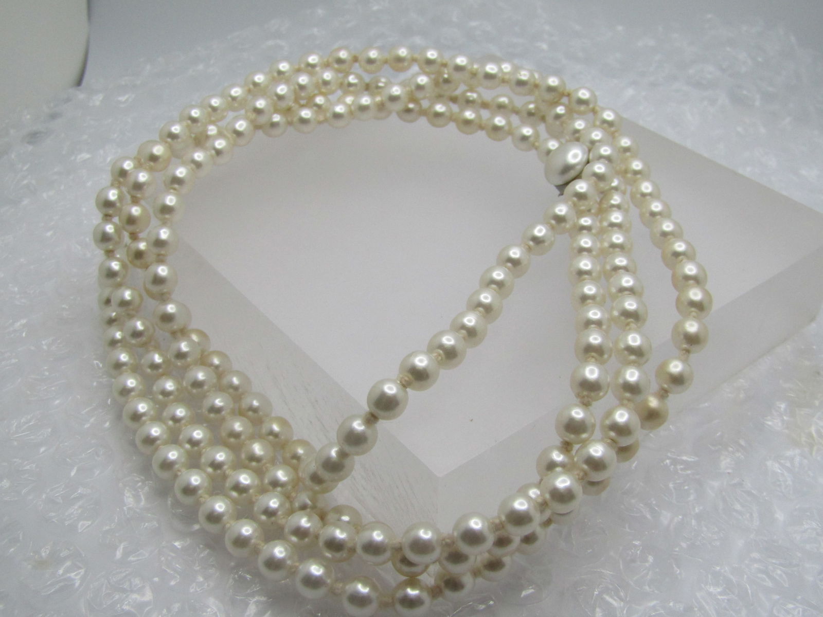 Vintage 54" Faux Pearl Necklace, 5.5mm, 1950's-1960's - 5