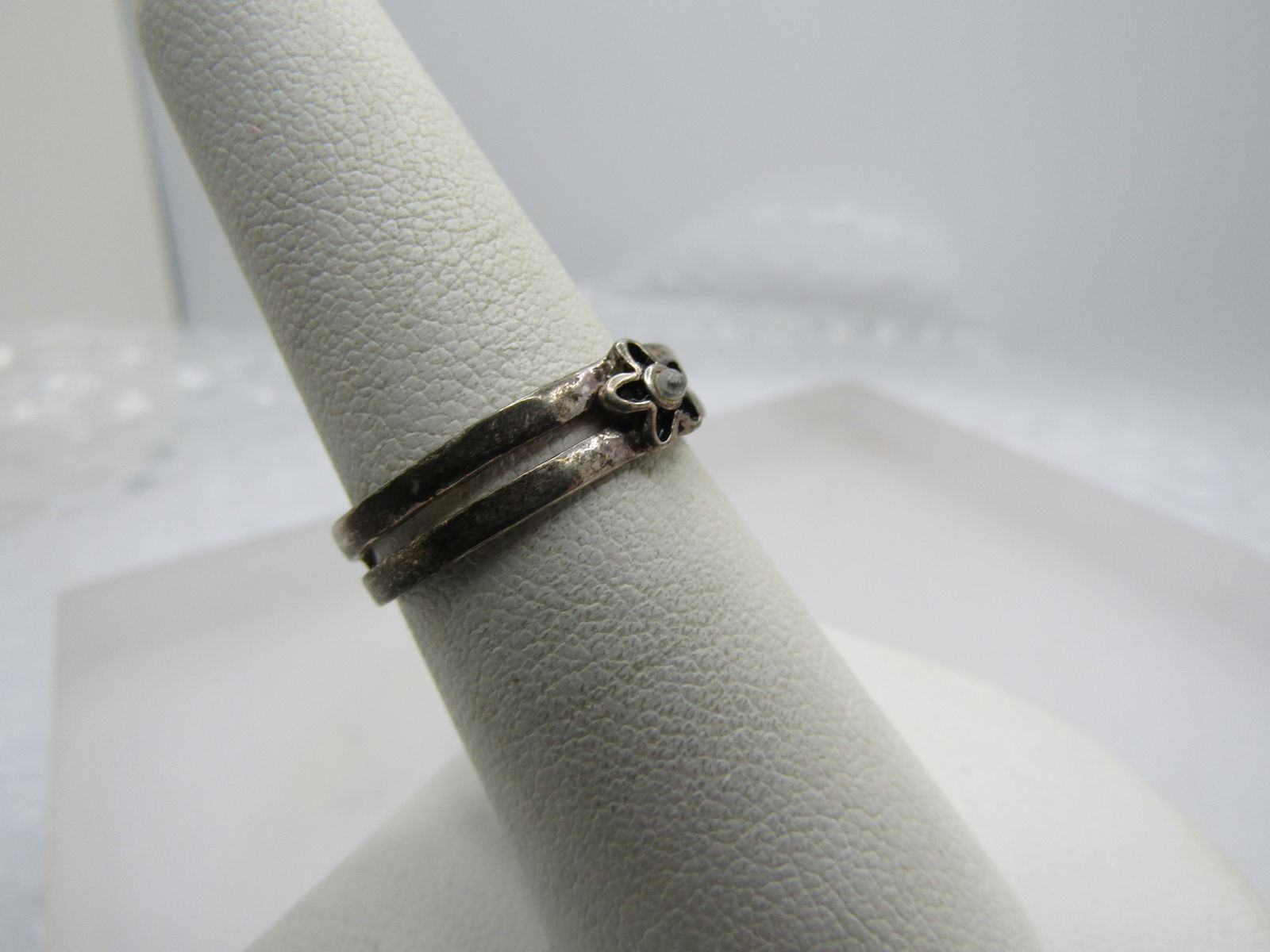 Vintage Floral Toe Ring, With Rhinestone, Adjustable, 1970's-1990's - 2