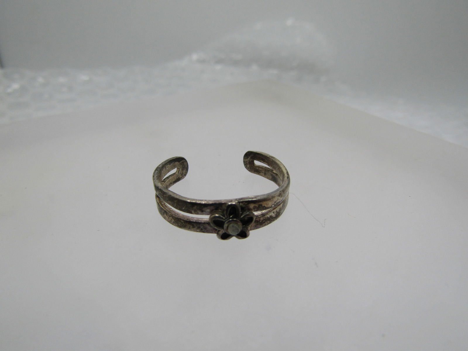 Vintage Floral Toe Ring, With Rhinestone, Adjustable, 1970's-1990's - 4