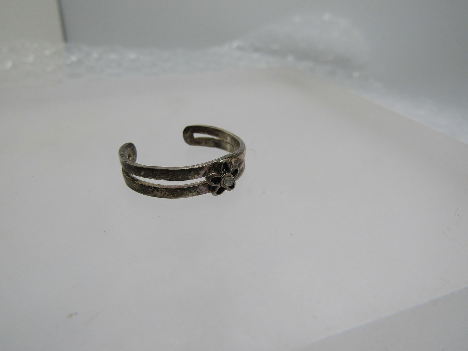 Vintage Floral Toe Ring, With Rhinestone, Adjustable, 1970's-1990's - 5