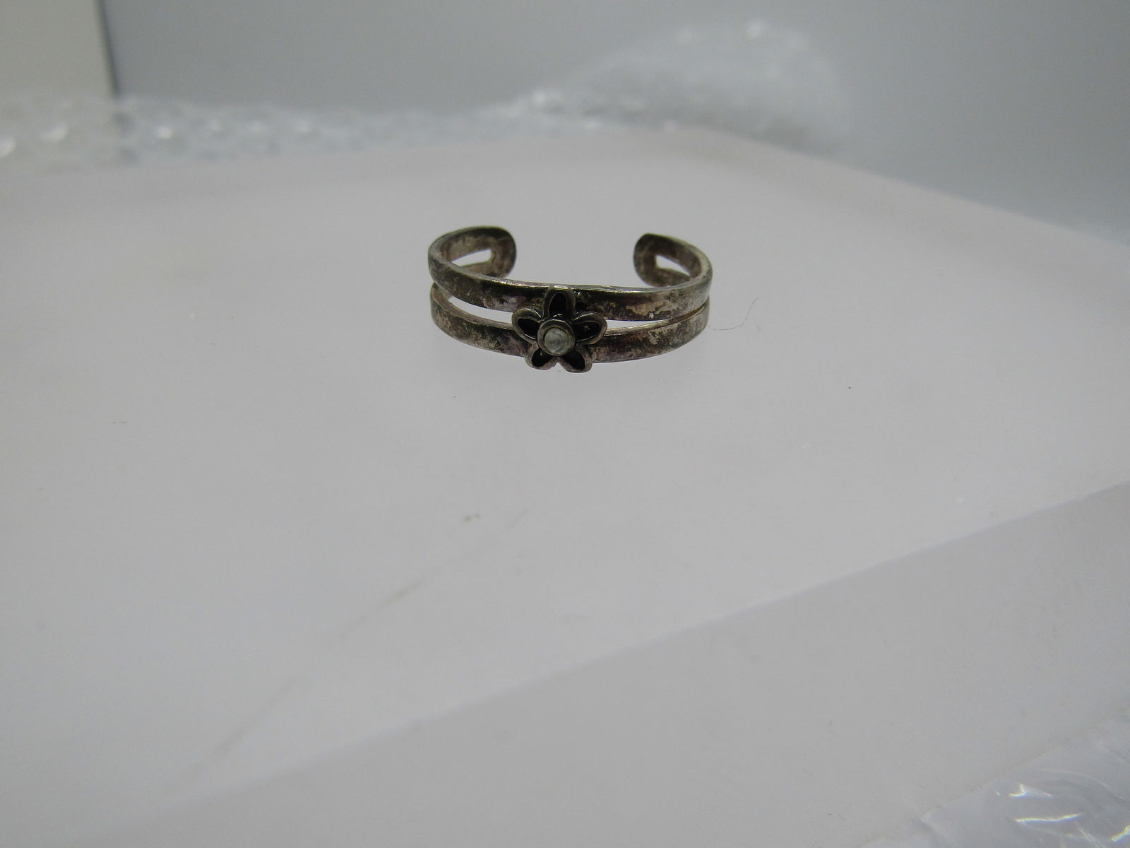 Vintage Floral Toe Ring, With Rhinestone, Adjustable, 1970's-1990's - 6