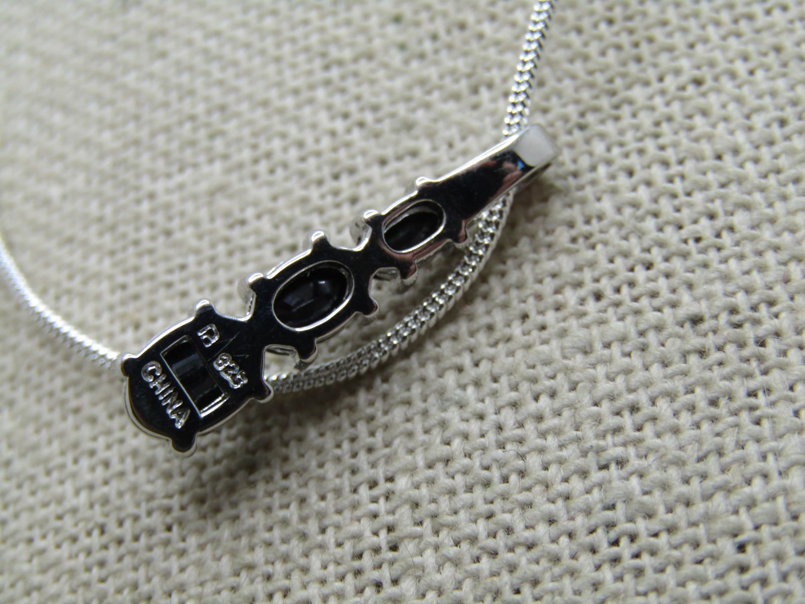 Sterling Black Spinel Pendant on 20" Plated Snake Chain - 4