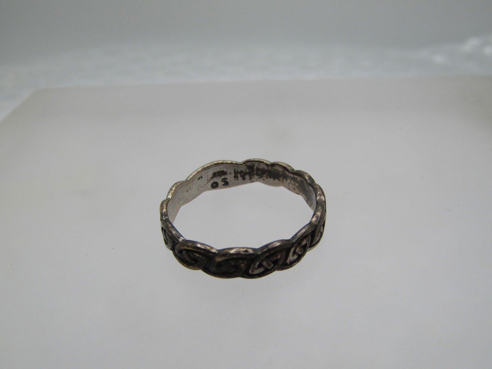 Vintage Celtic Knot Band Ring, Sz. 9, Signed - 5