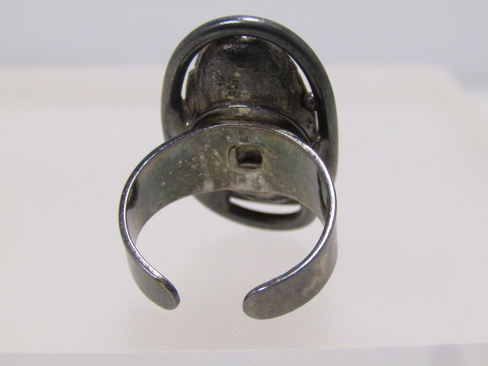 Vintage Tiger's Eye Ring, Adjustable, Sterling and Plated, Southwestern/Mod, 1970's-1980's - 4