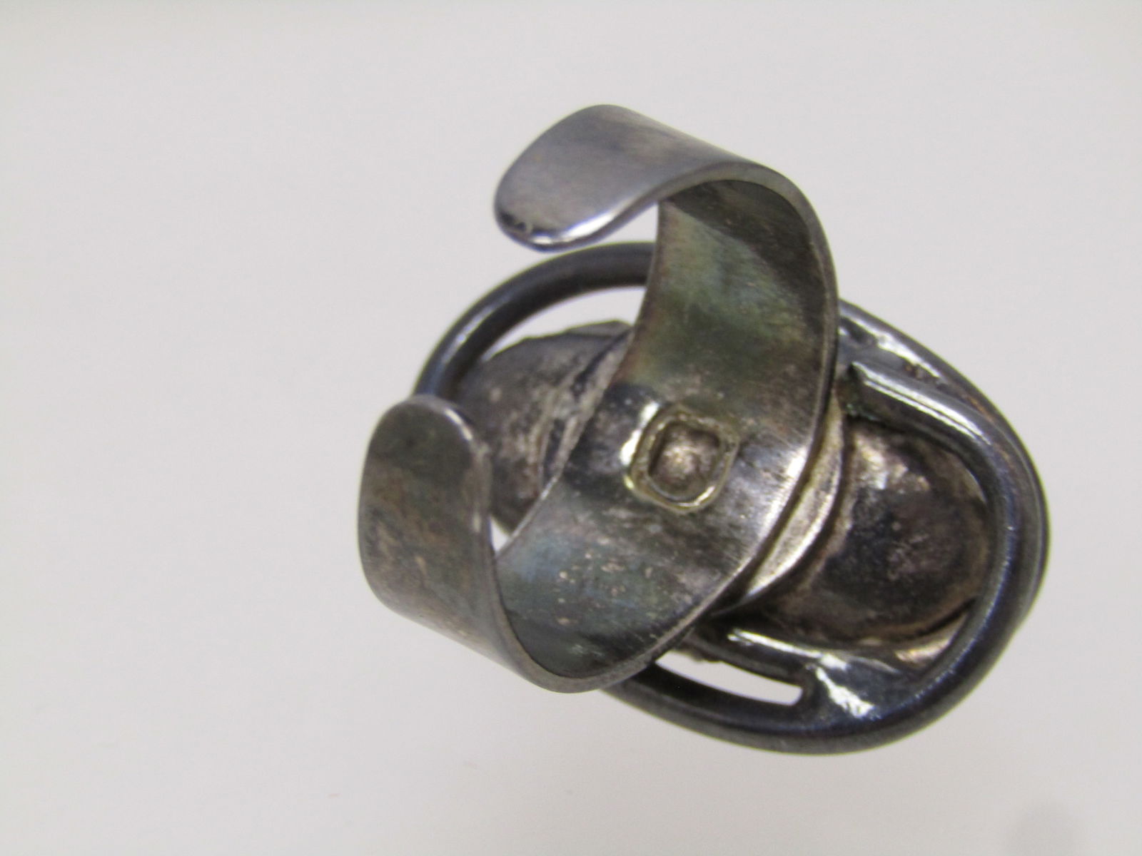 Vintage Tiger's Eye Ring, Adjustable, Sterling and Plated, Southwestern/Mod, 1970's-1980's - 5