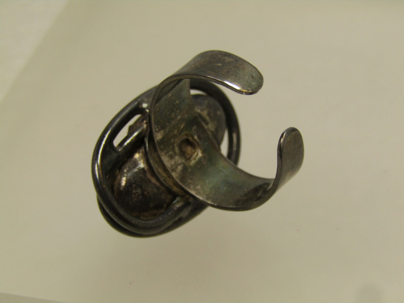 Vintage Tiger's Eye Ring, Adjustable, Sterling and Plated, Southwestern/Mod, 1970's-1980's - 6