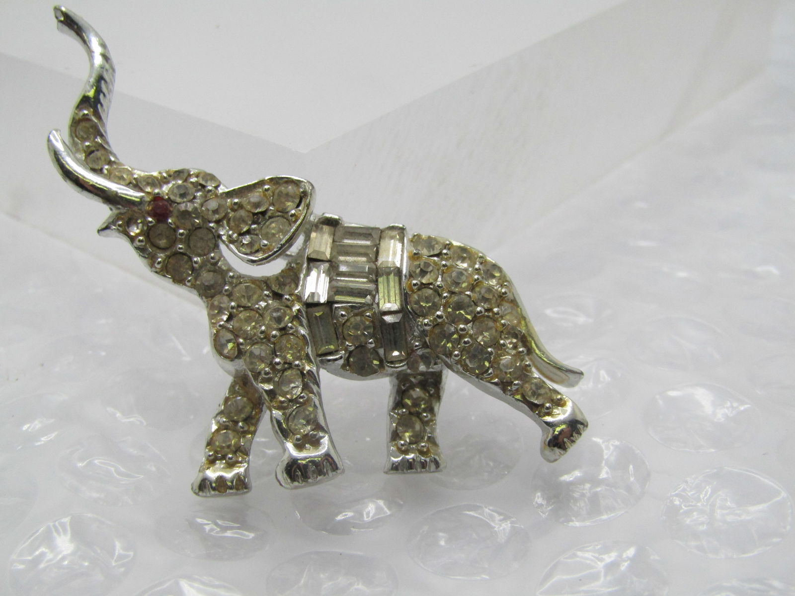 Vintage Rhinestone Elephant Brooch, 1940's-1950's, 2" - 2