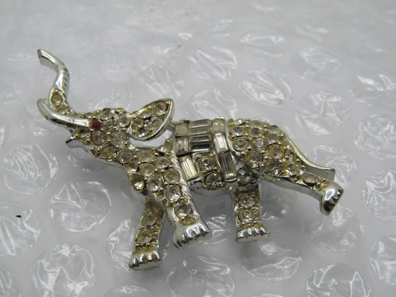 Vintage Rhinestone Elephant Brooch, 1940's-1950's, 2" - 4