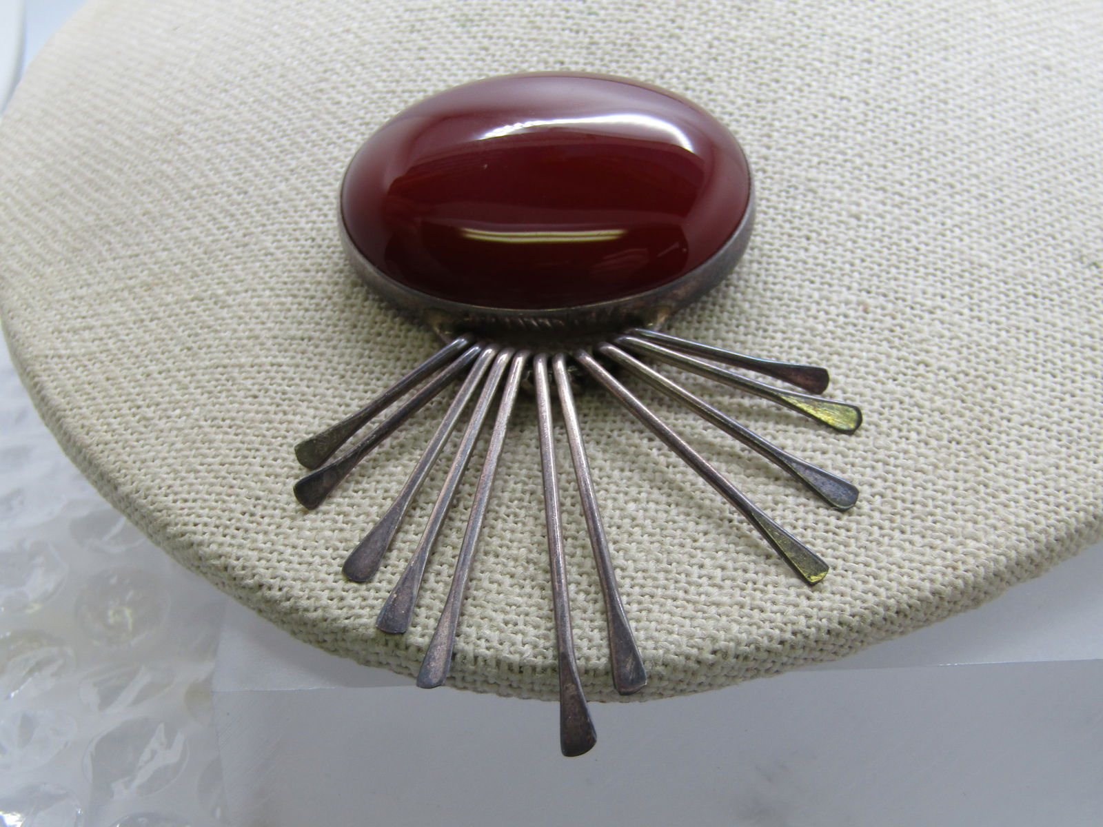 Vintage Sterling Southwestern Carnelian Dangle Brooch/Pendant, Mexico - 2