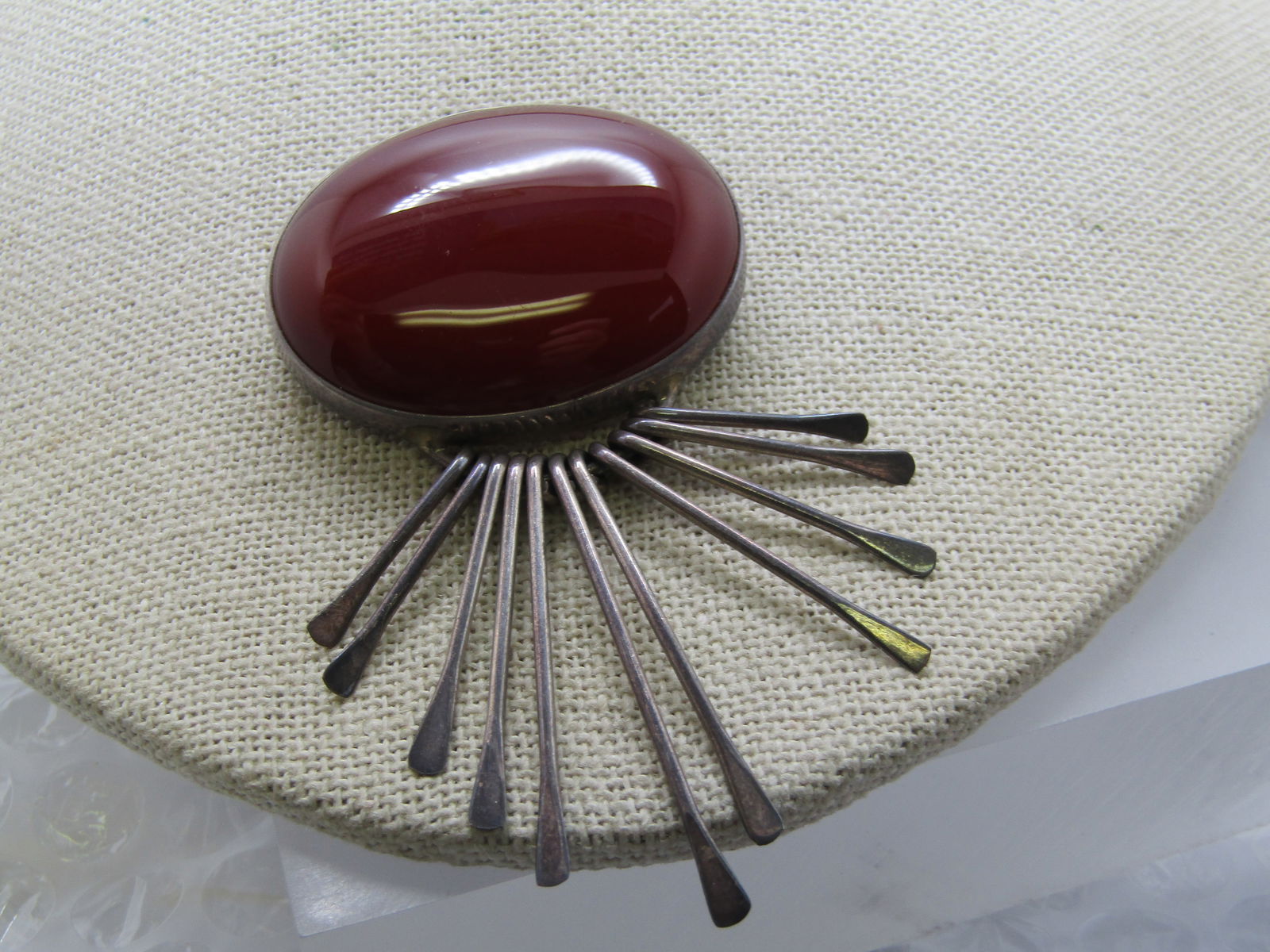 Vintage Sterling Southwestern Carnelian Dangle Brooch/Pendant, Mexico - 3