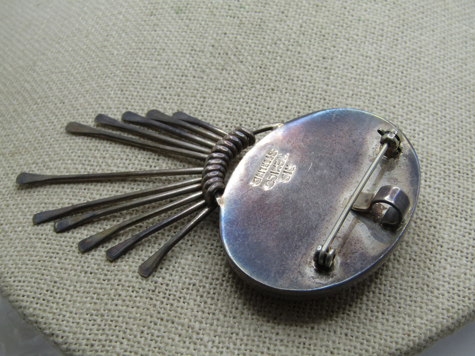 Vintage Sterling Southwestern Carnelian Dangle Brooch/Pendant, Mexico - 4