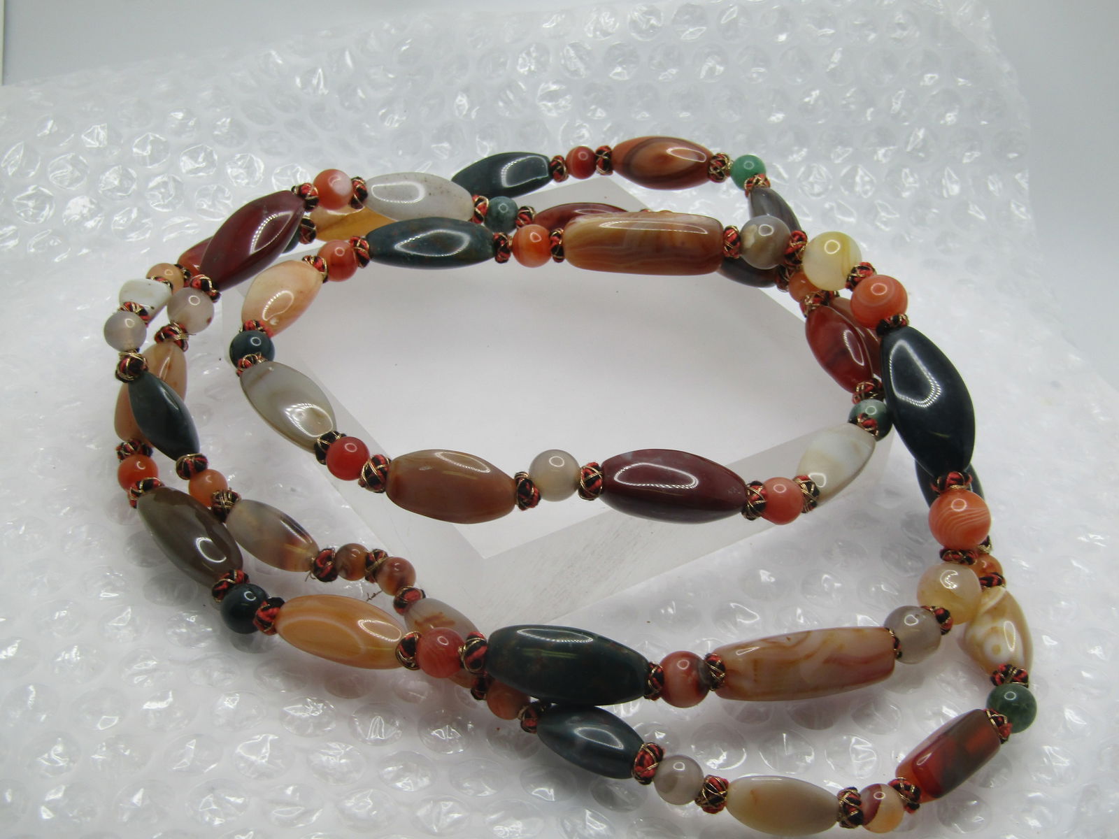 Vintage 52" Hardstone Necklace, Earthtones, 1970's-1980's - 2
