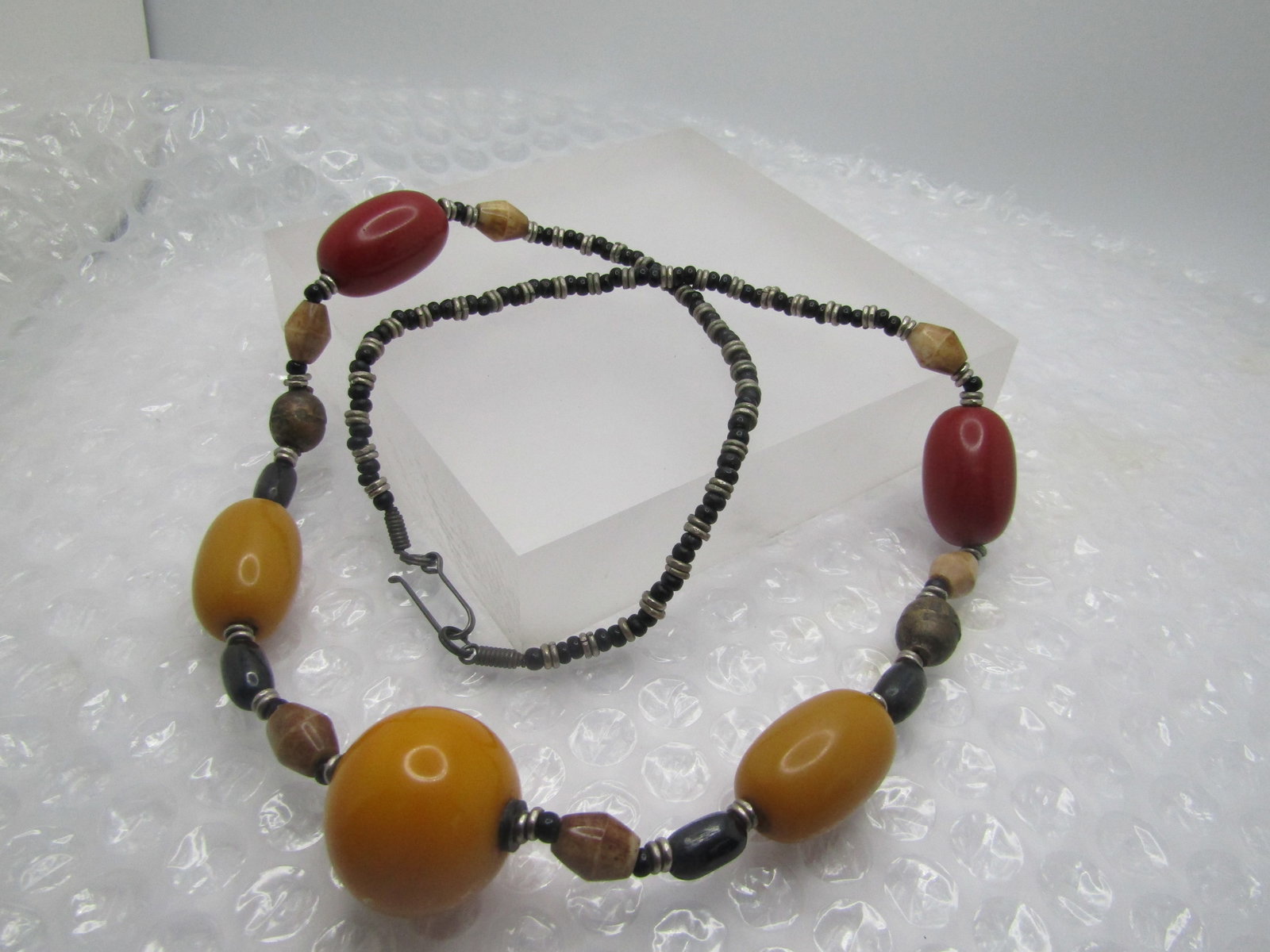 Vintage Chunky Faux Pearl Necklace, 24", Box Clasp, 1960's-1970's - 5