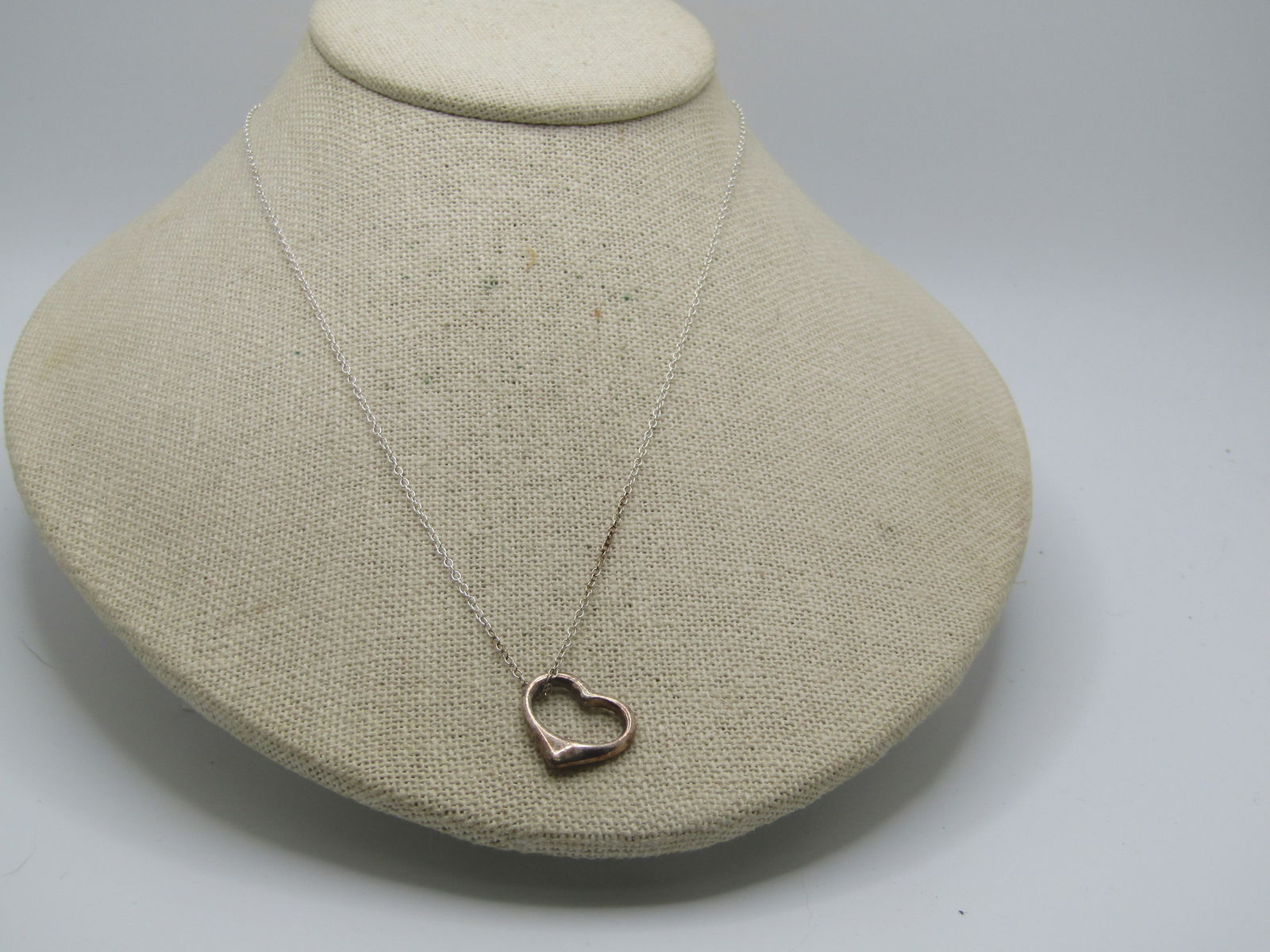 Vintage Sterling Open Heart Necklace, 16", 1980's-1990's, Signed IBB: Vintage Sterling Open Heart Necklace, 16", 1980's-1990's. It has an appx. .8mm wide chain with spring clasp and is marked .925 signed IBB and Indo for Indonesia. The heart is appx. 5/8" wide and tall.