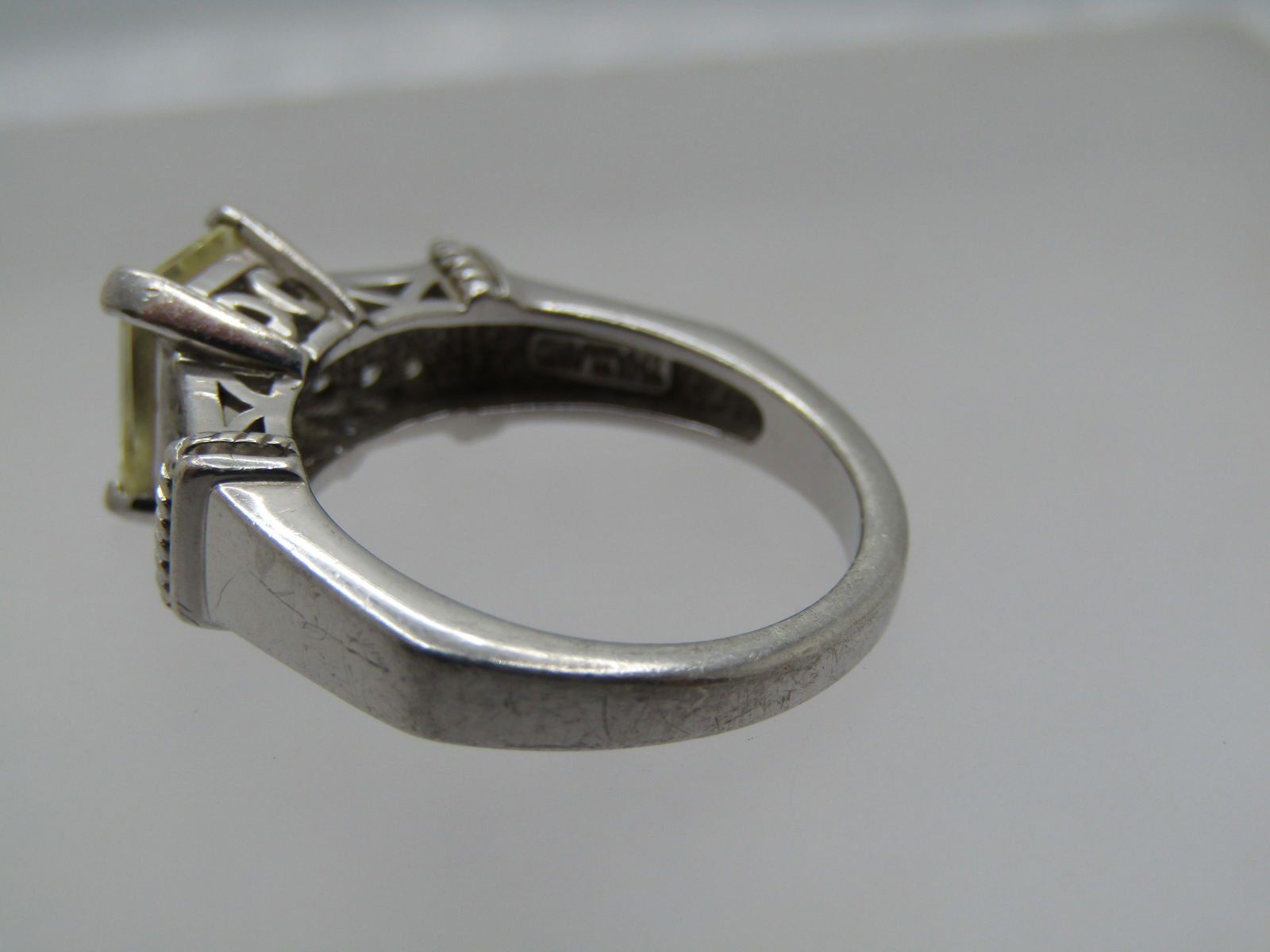 Sterling Silver Yellow/Clear CZ Ring, Sz. 6, Signed - 6