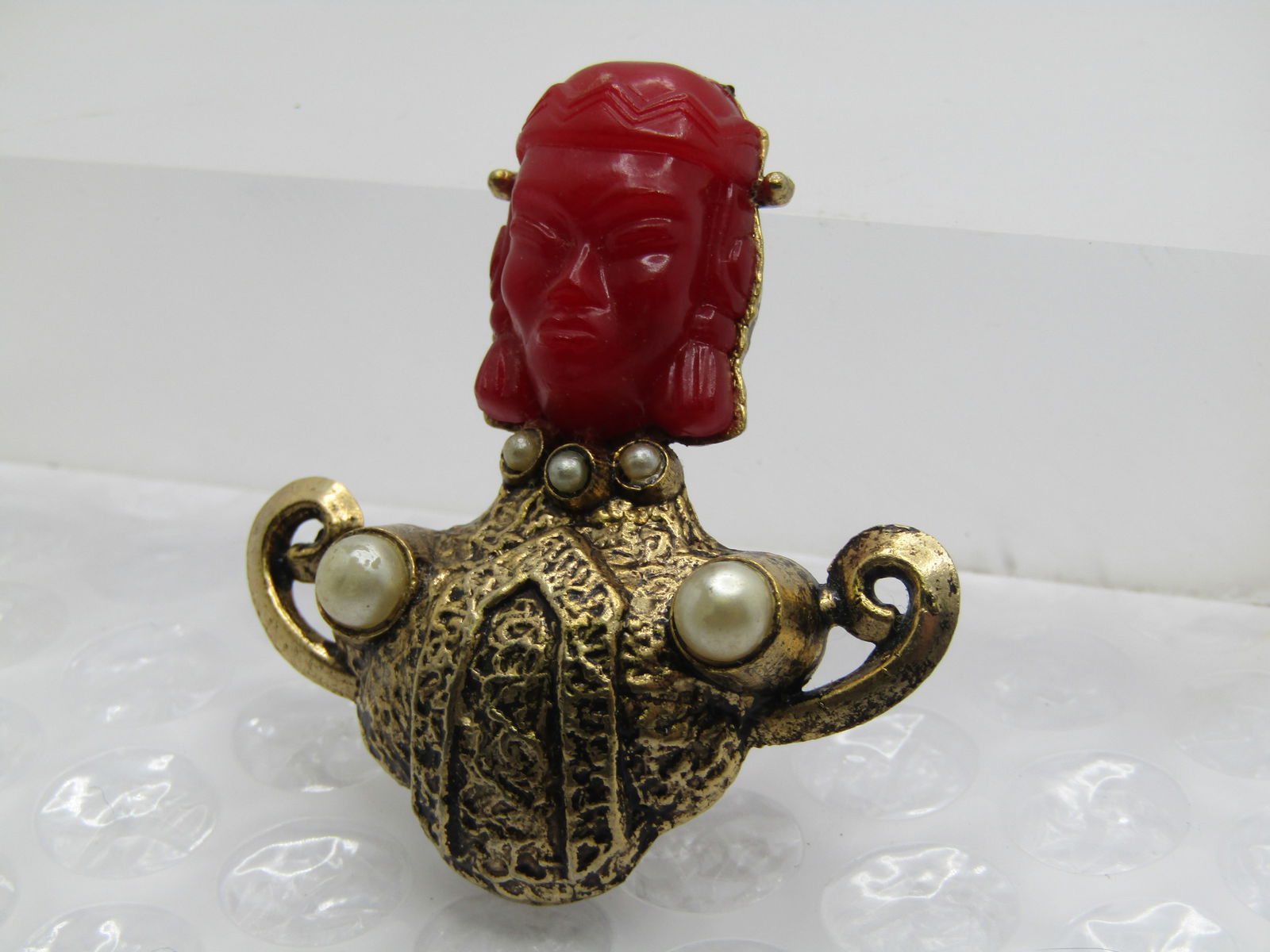 Vintage Asian/Thai Princess Brooch, Unsigned Selro/Selini, Mid-Century - 2