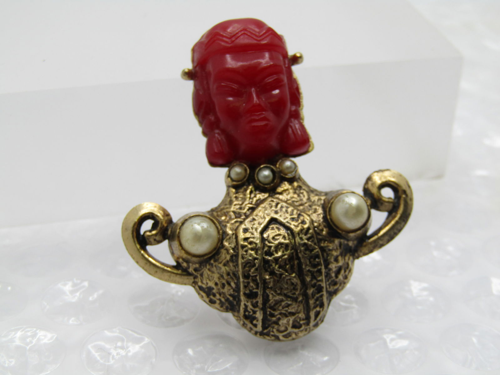 Vintage Asian/Thai Princess Brooch, Unsigned Selro/Selini, Mid-Century - 3