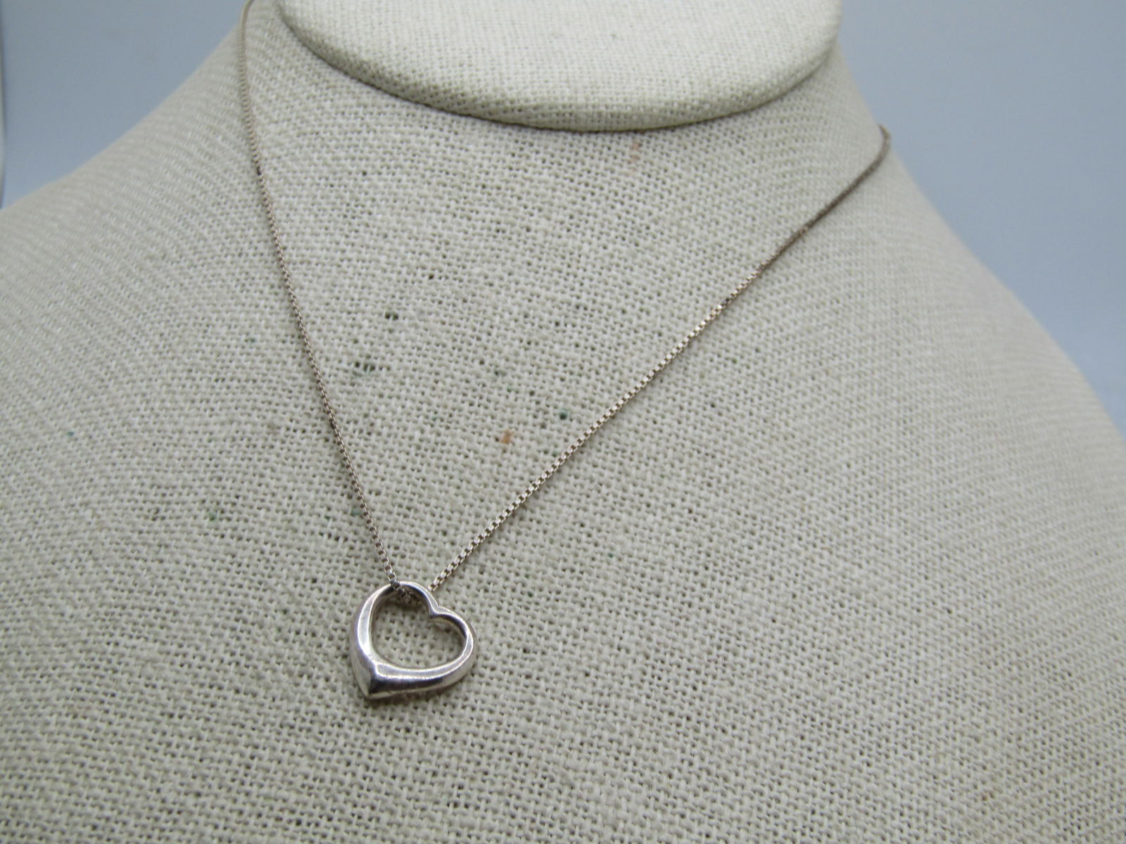 Vintage Sterling Puffy Open Heart Necklace, 18", 1980's-1990's, Signed - 2
