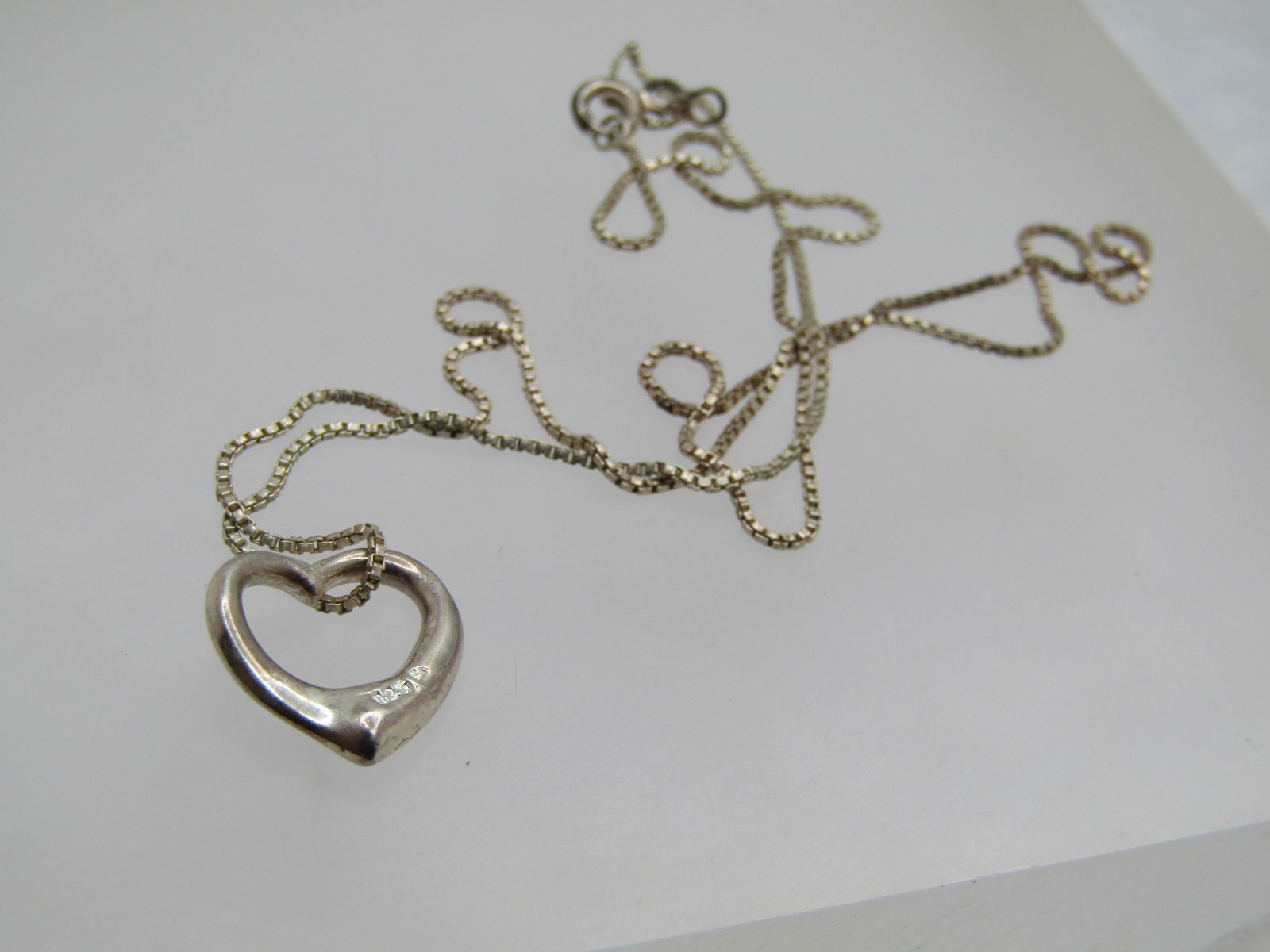 Vintage Sterling Puffy Open Heart Necklace, 18", 1980's-1990's, Signed - 4