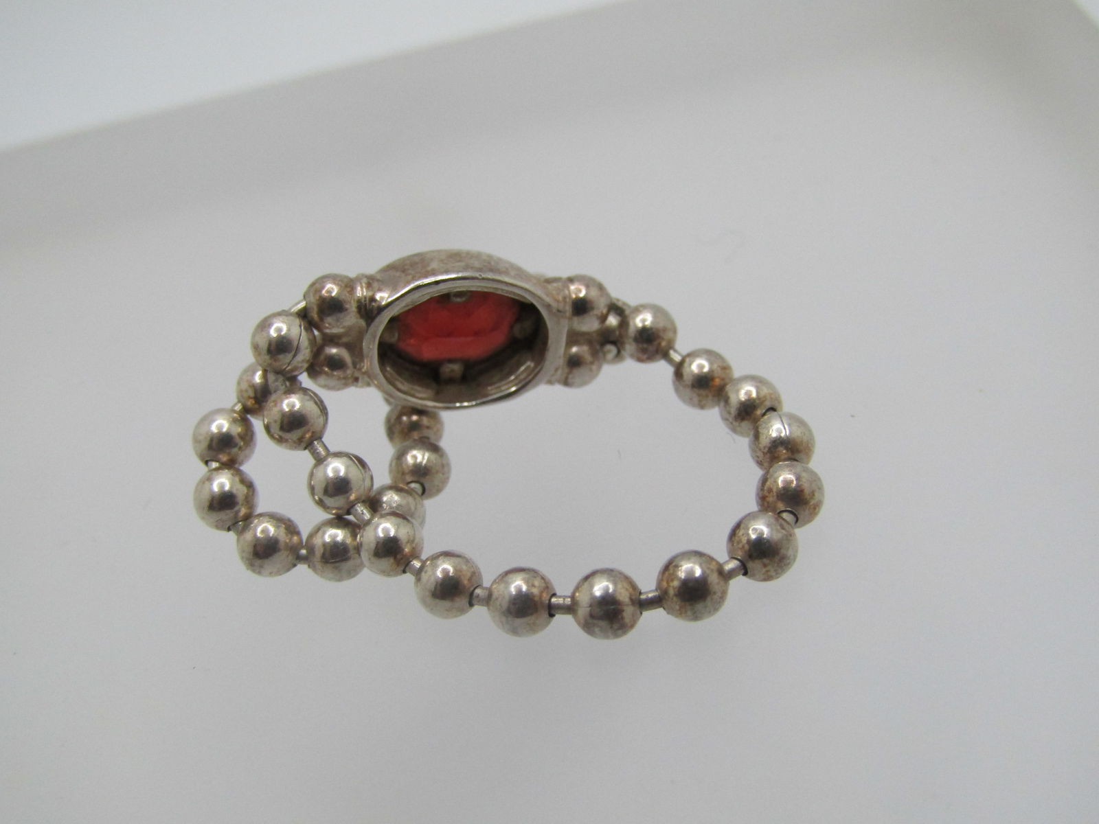 Vintage Sterling Garnet Chain Band Ring, Sz. 8. - 4