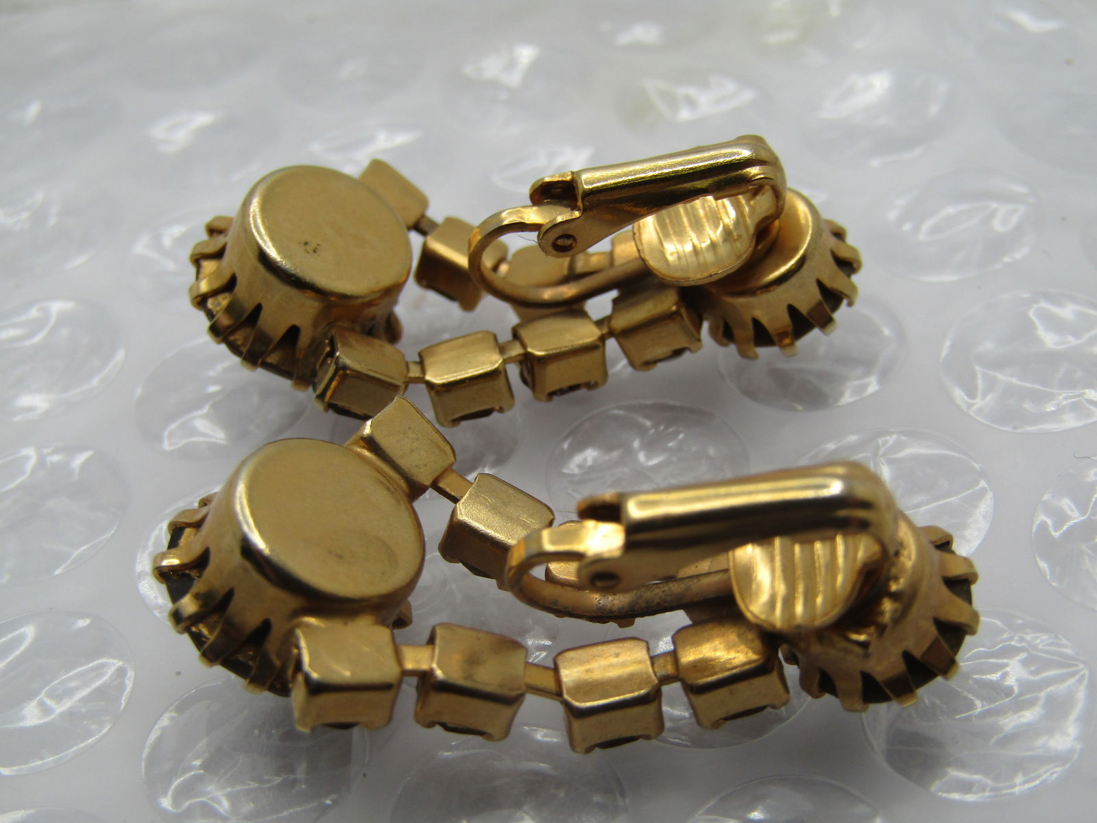 Vintage Amber Rhinestone Stud & Drop Earrings, Clip, 1940's-1960's - 4