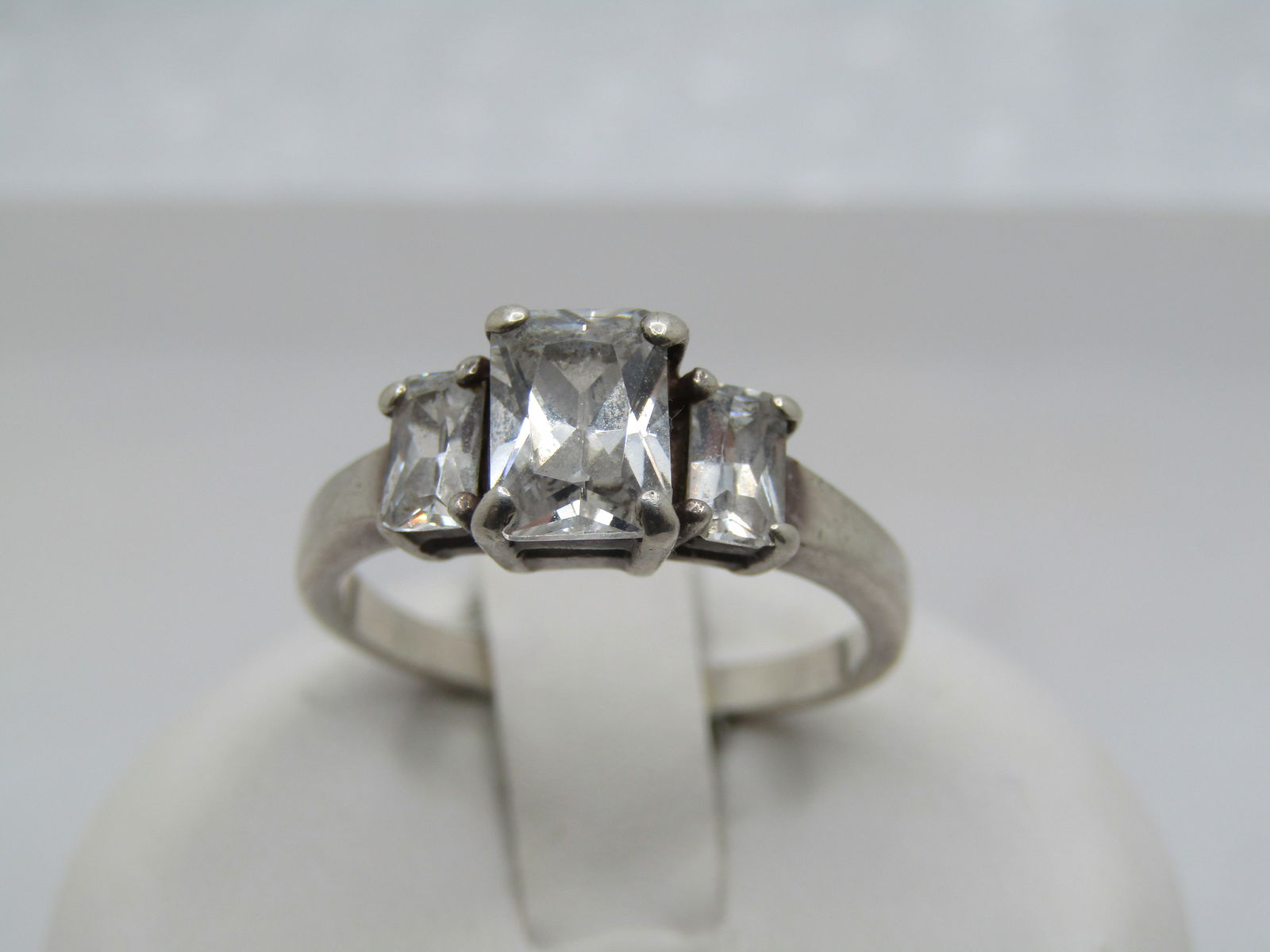 Vintage Sterling Tiered CZ Ring, Sz. 7, Princess Cut. 1980's-1990's - 2