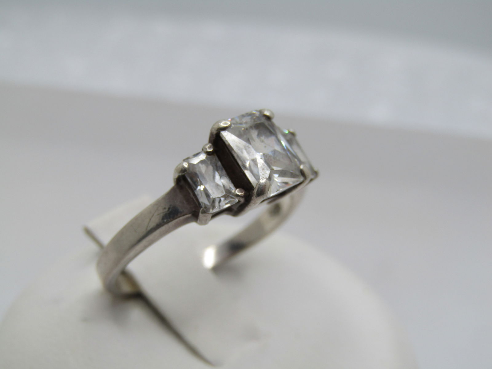 Vintage Sterling Tiered CZ Ring, Sz. 7, Princess Cut. 1980's-1990's - 3