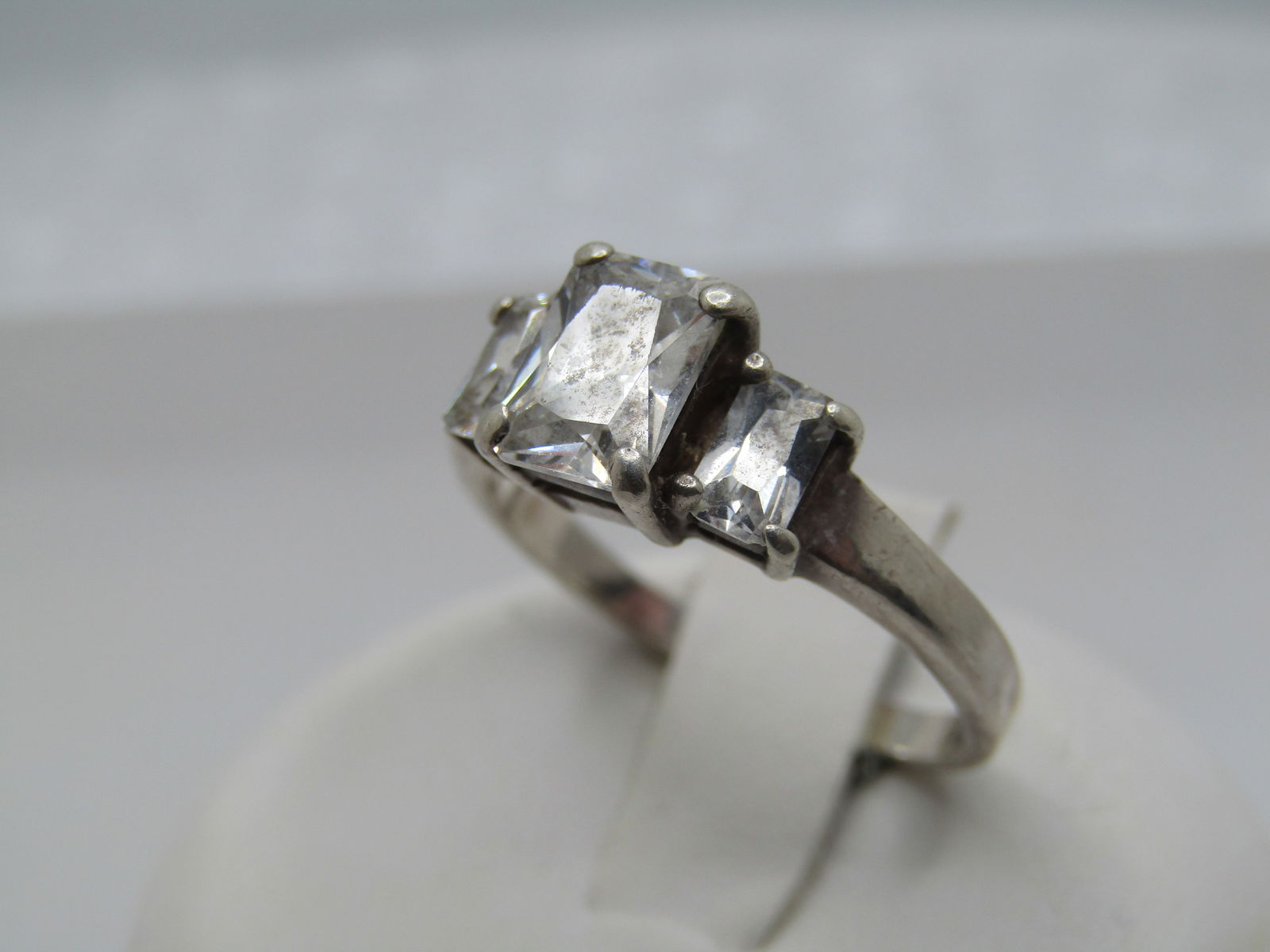 Vintage Sterling Tiered CZ Ring, Sz. 7, Princess Cut. 1980's-1990's - 4