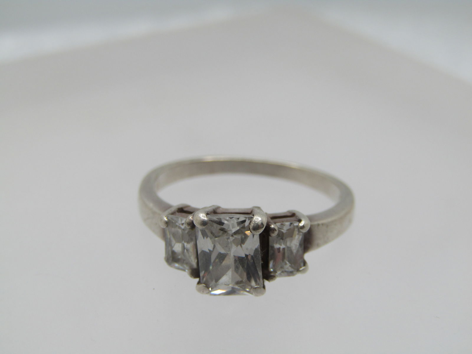 Vintage Sterling Tiered CZ Ring, Sz. 7, Princess Cut. 1980's-1990's - 5