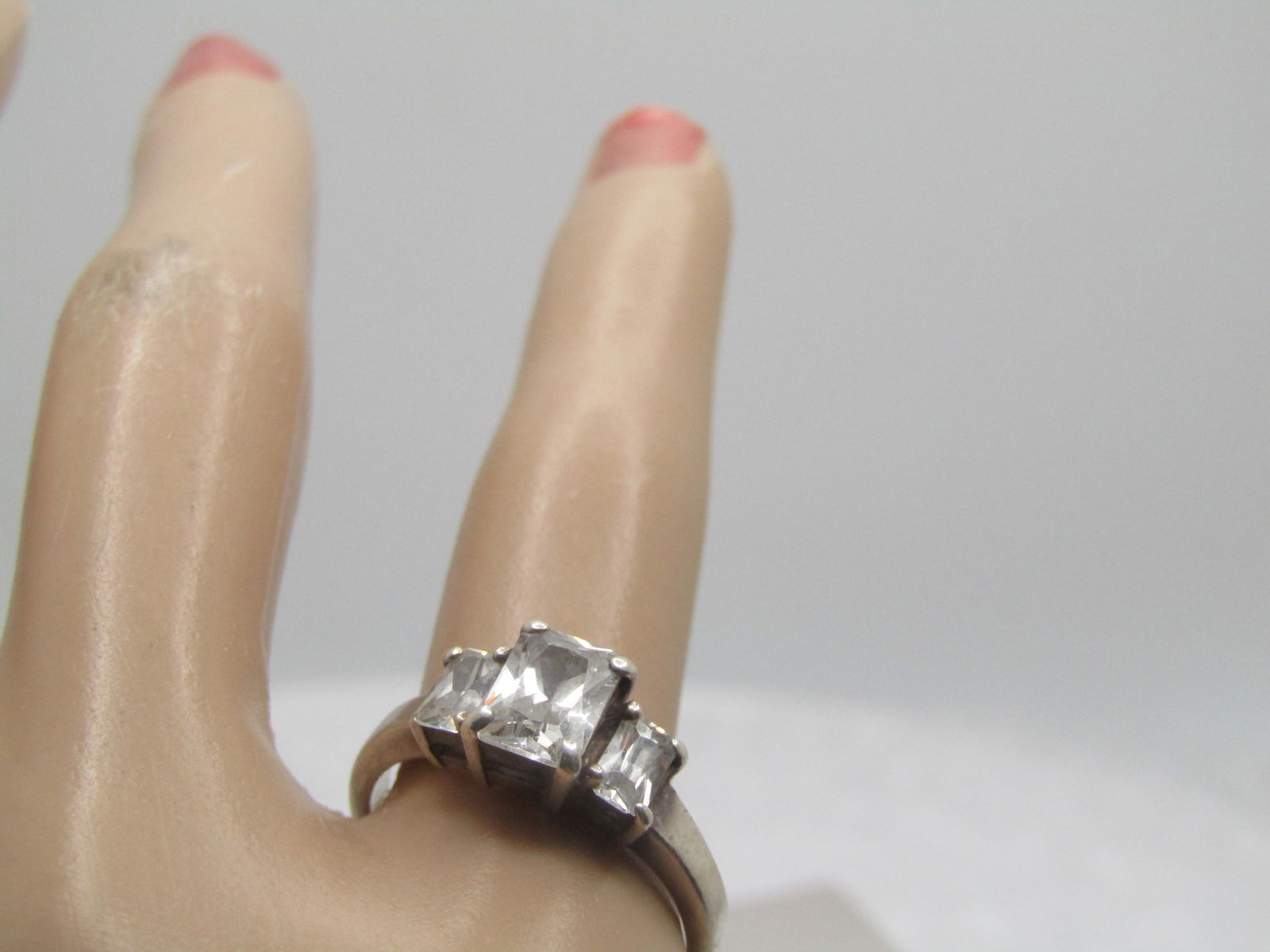 Vintage Sterling Tiered CZ Ring, Sz. 7, Princess Cut. 1980's-1990's - 7