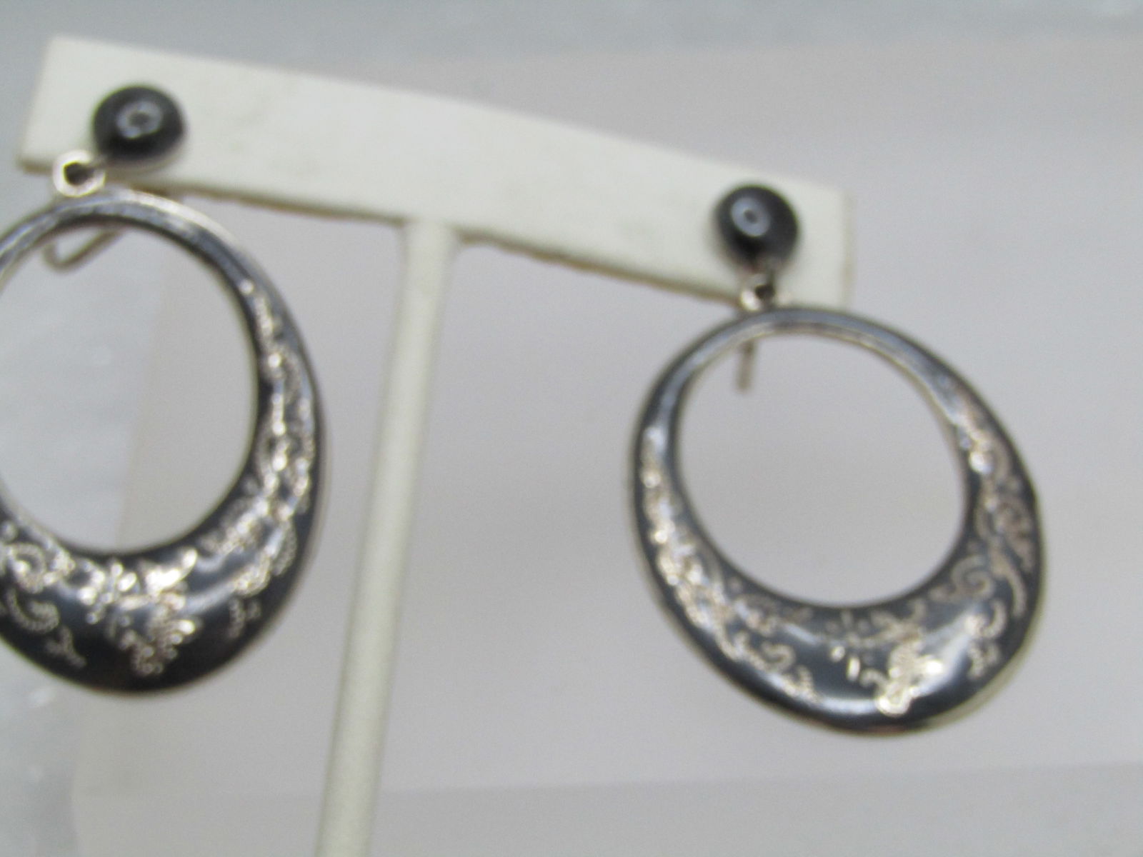 Vintage Sterling Siam Goddess Stud/Hoop Earrings, 1940's-1950's, Enameled Screwback. - 2