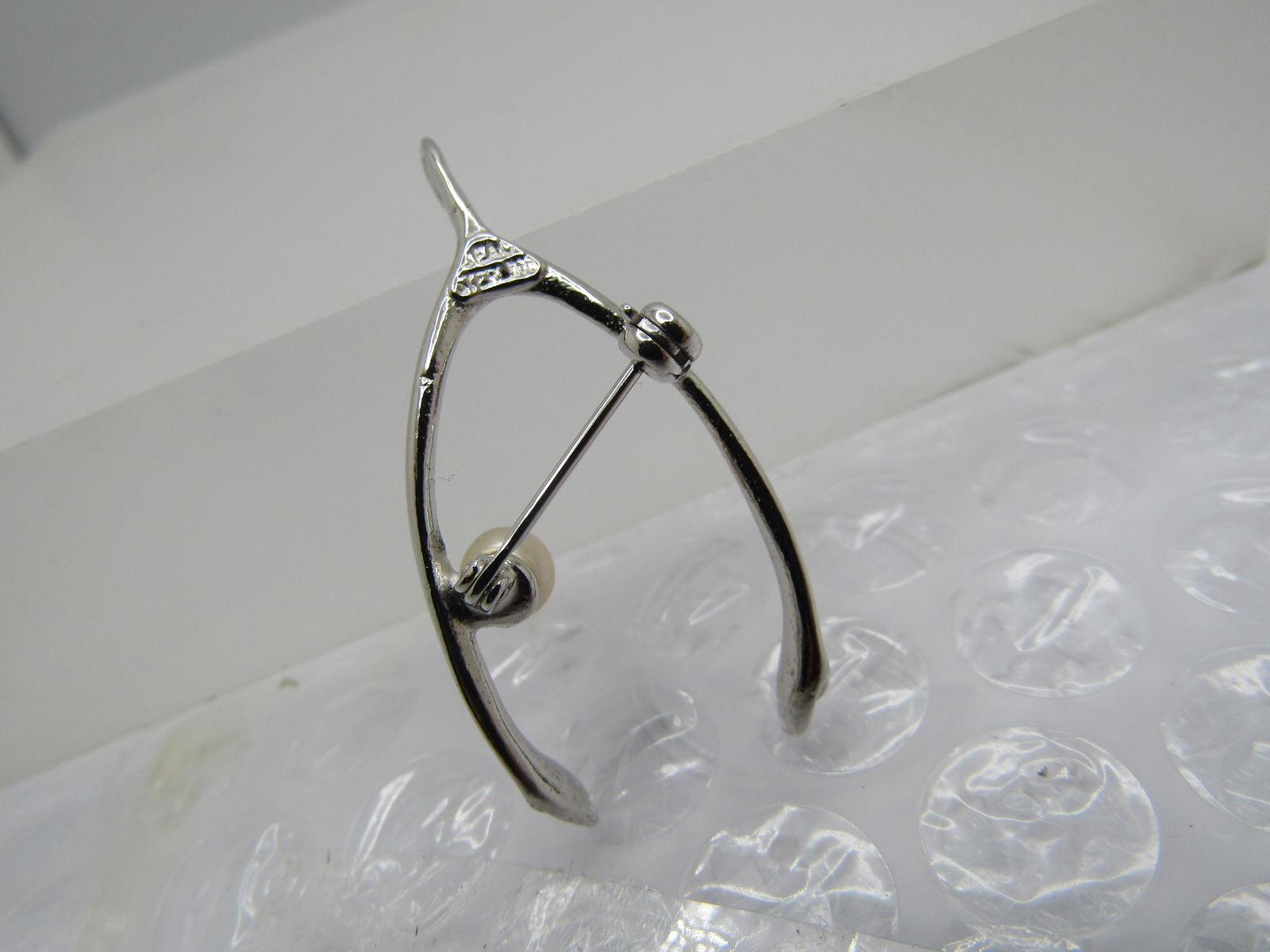 Sterling Wishbone & Pearl Brooch, Beau Sterling, 1960's-1970's - 4