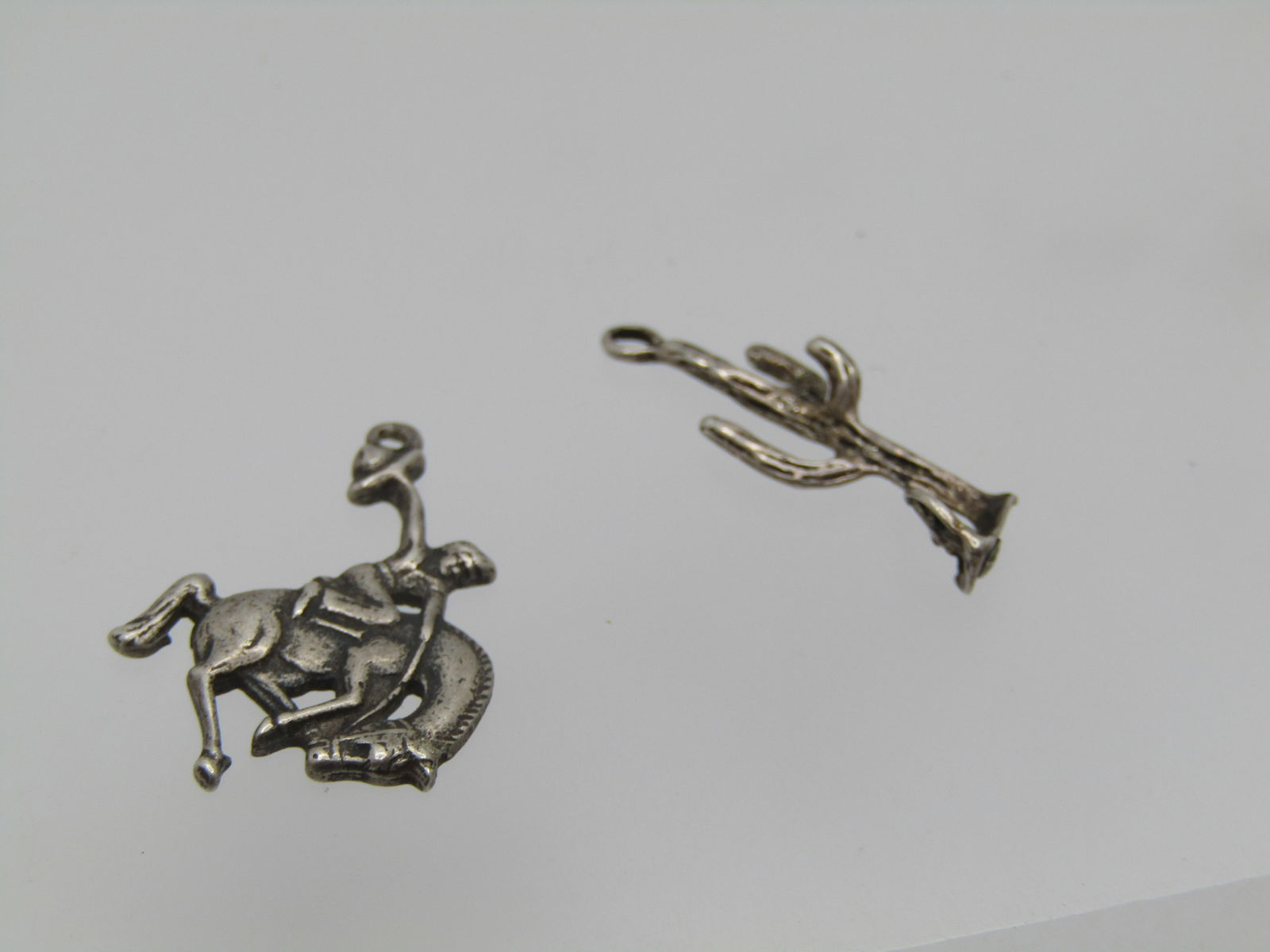 Vintage Sterling Bronco Rider & Cactus Charms/Pendants, 1960's-1980's - 5