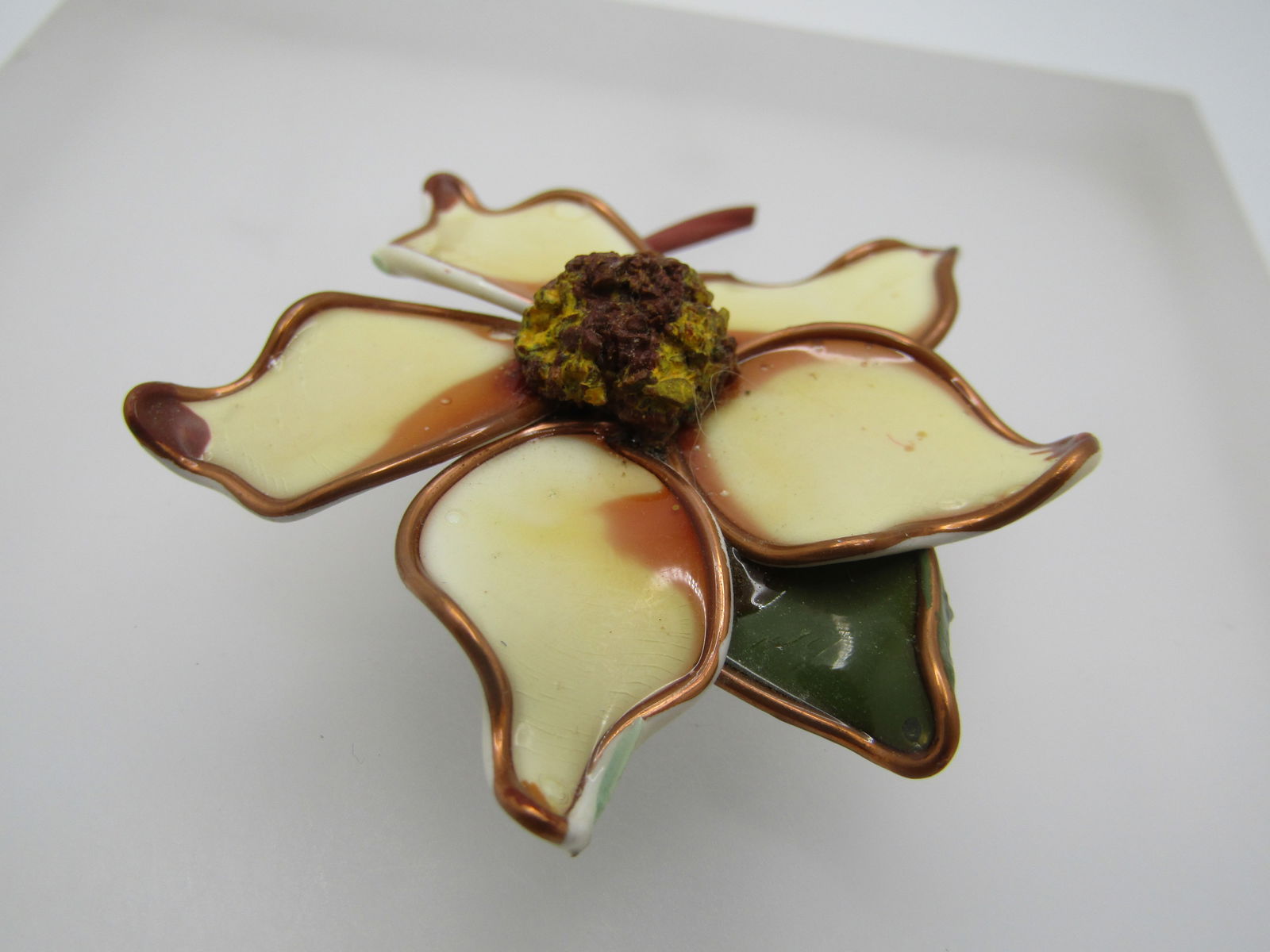 Vintage Hand Made Blossom Brooch, Magnolia, 1950's - 3