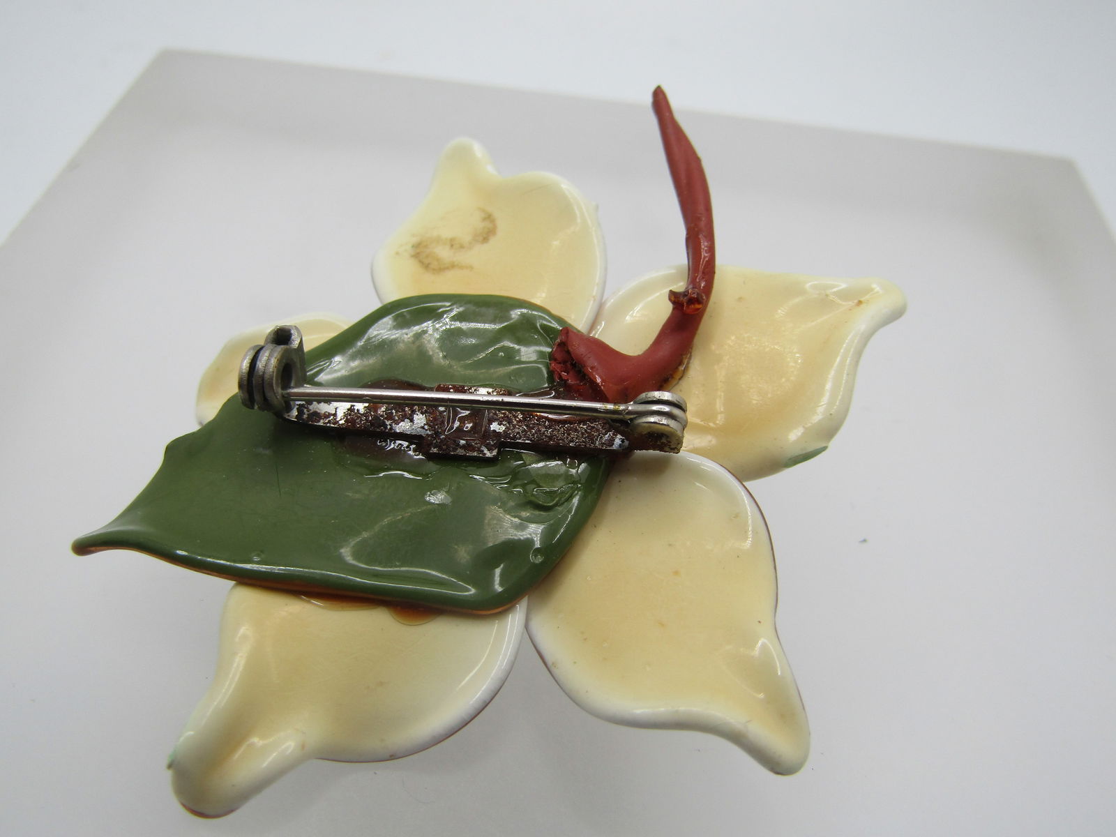 Vintage Hand Made Blossom Brooch, Magnolia, 1950's - 4