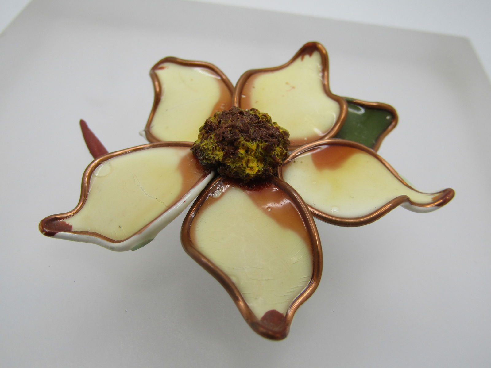 Vintage Hand Made Blossom Brooch, Magnolia, 1950's - 5